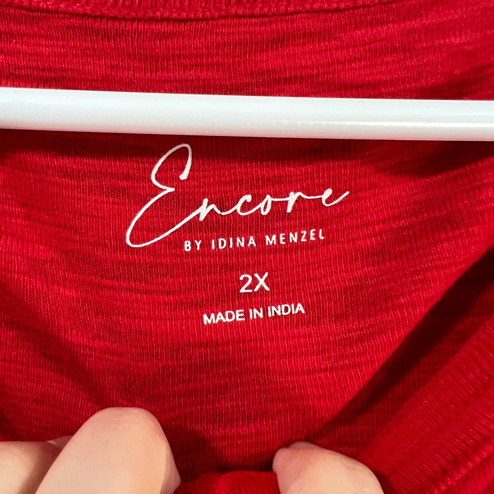 Other Encore by Idina Menzel Henley Tank Tee Red Rose, Size 2X Size XXL / US 16-18 / IT 52-54 - 3 Thumbnail