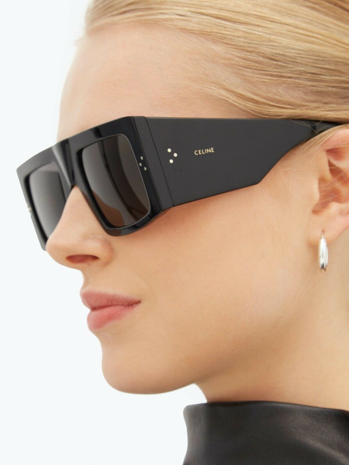Celine CELINE CL40105I 01A Flat Top Sunglasses Black/Black Lens Size ONE SIZE - 2 Thumbnail
