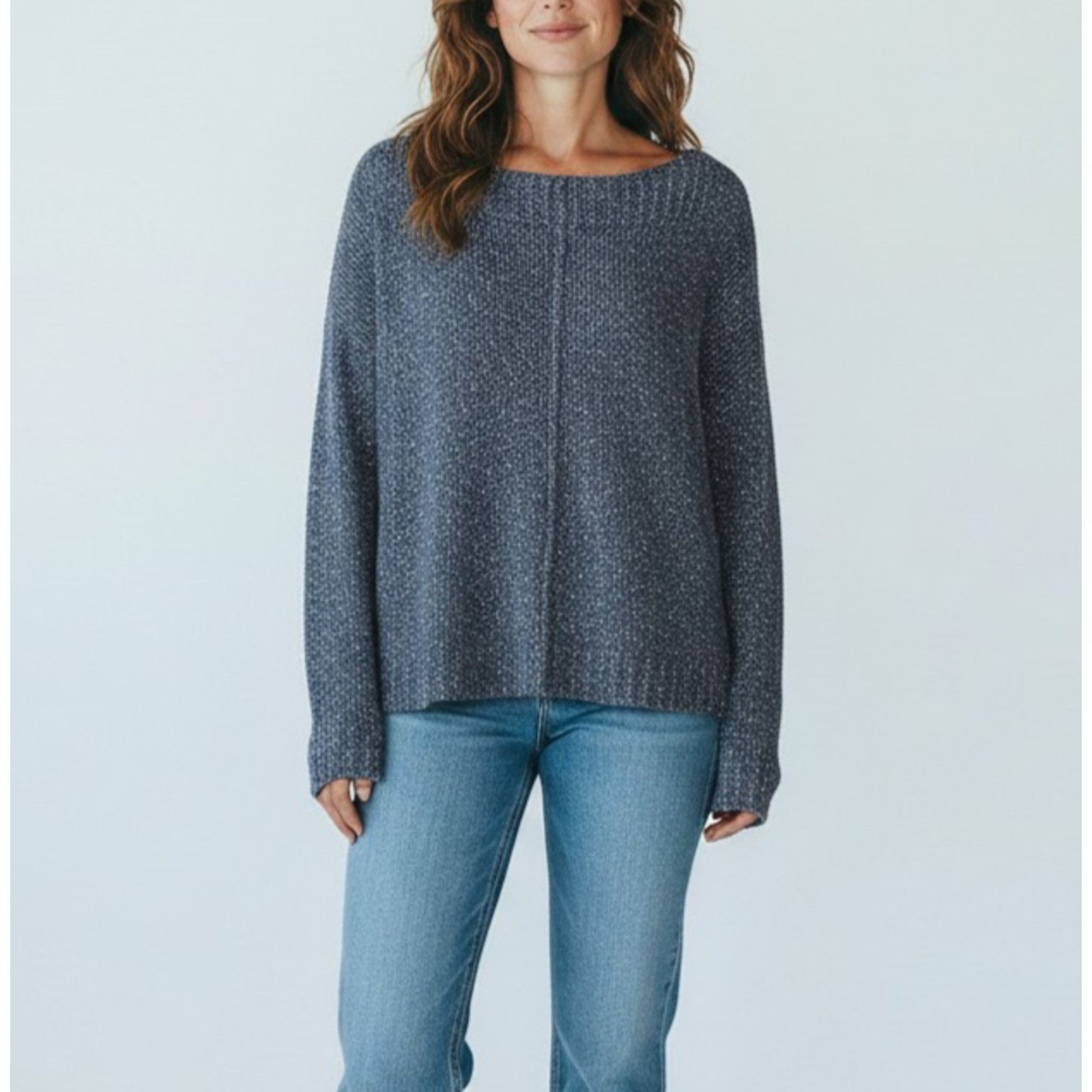 Eileen Fisher EILEEN FISHER Blue Boucle Knit Minimalist Sweater Size S Size S / US 4 / IT 40 - 1 Thumbnail