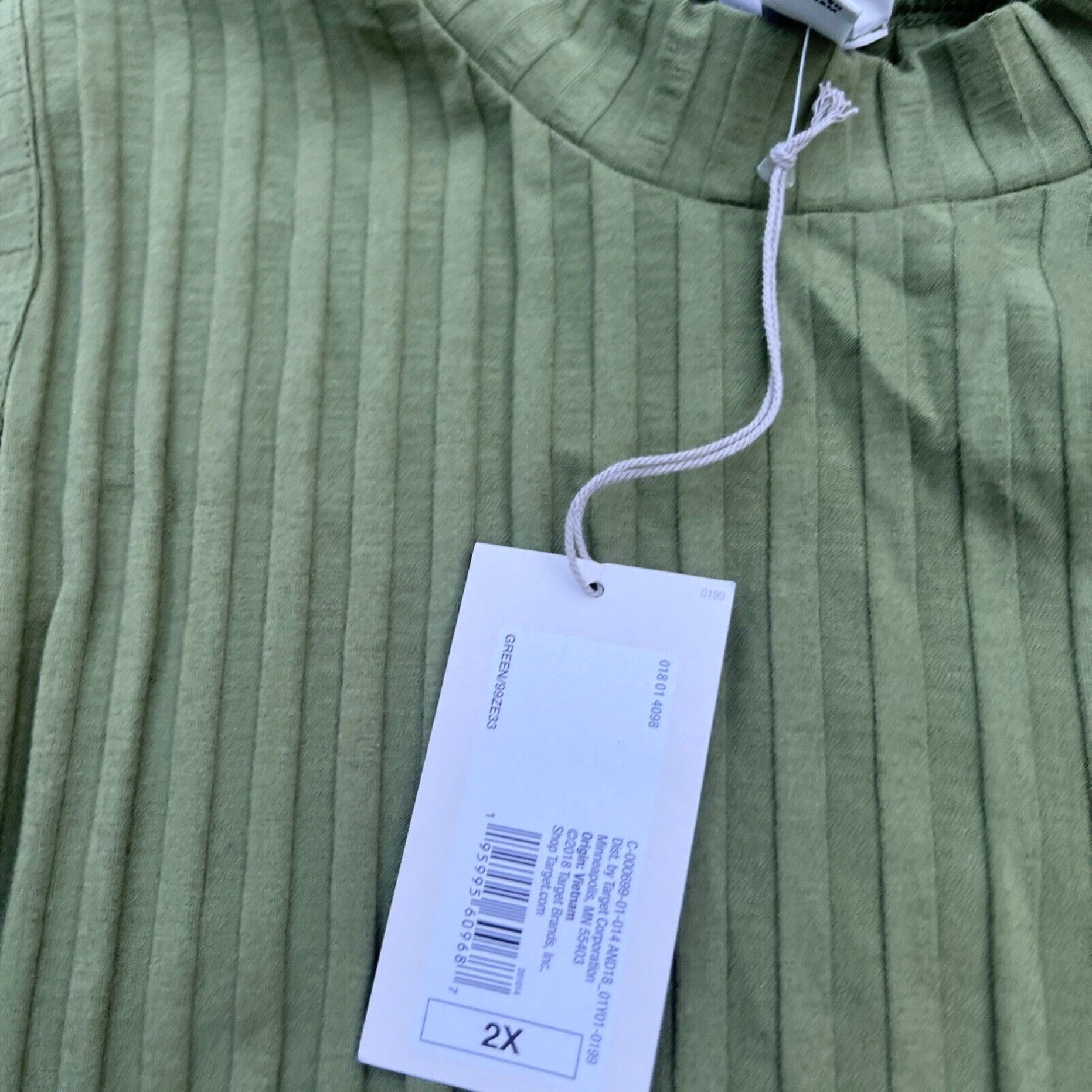 Vintage Women’s Green Tank Top Casual Shirt Ribbed Size 2XL, A New Day, Relaxed fit New Size XXL / US 16-18 / IT 52-54 - 3 Thumbnail