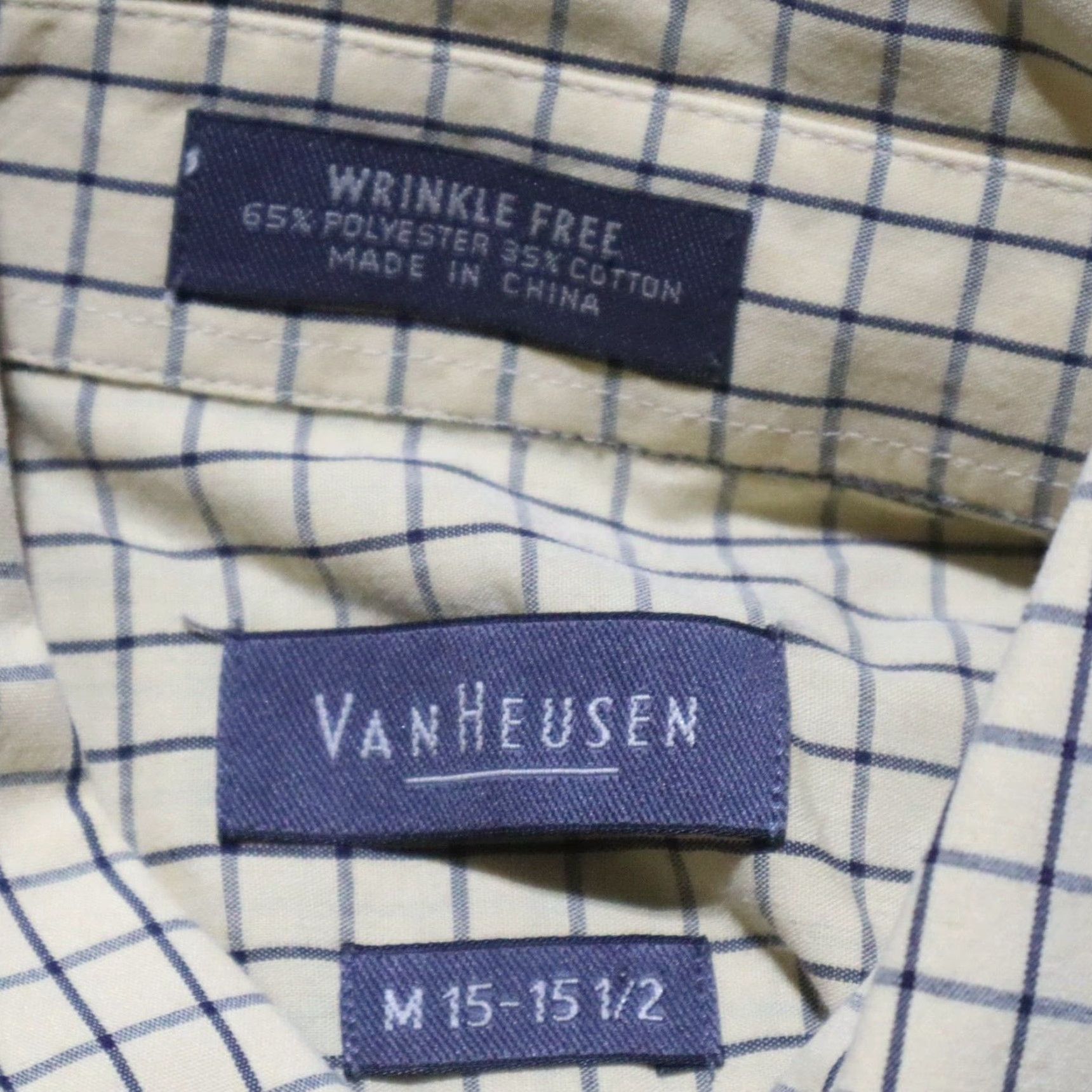 Van Heusen VAN HEUSEN Shirt Plaid Button-Down Long Sleeve Mens Size 15.5 M Medium Brown Size US M / EU 48-50 / 2 - 3 Thumbnail