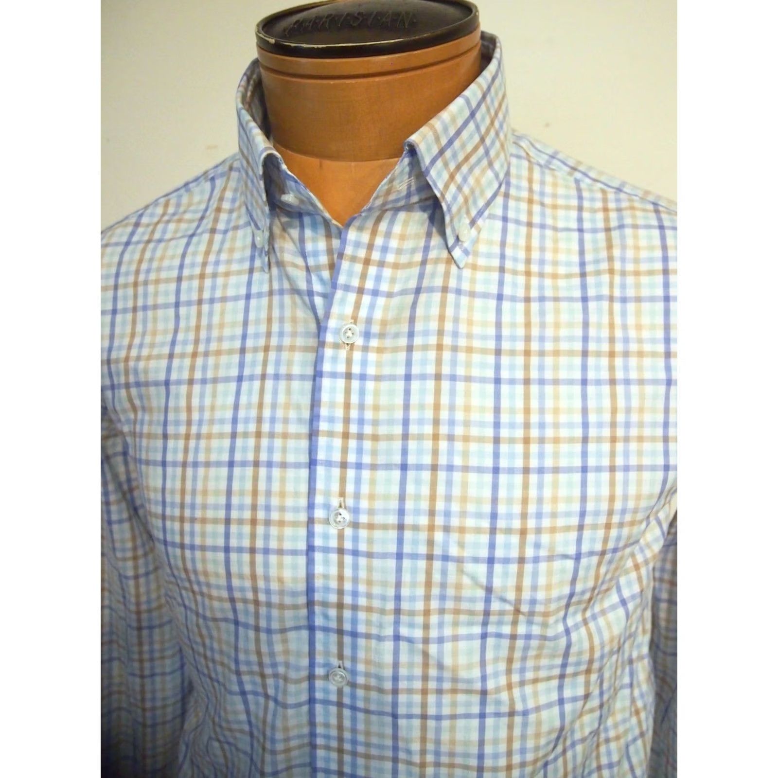 Peter Millar Peter Millar Crown Crafted Sport Shirt Men S Blue Tan Tattersall Check Long Sleeve Button Down Cotton NWT Size US S / EU 44-46 / 1 - 5 Thumbnail