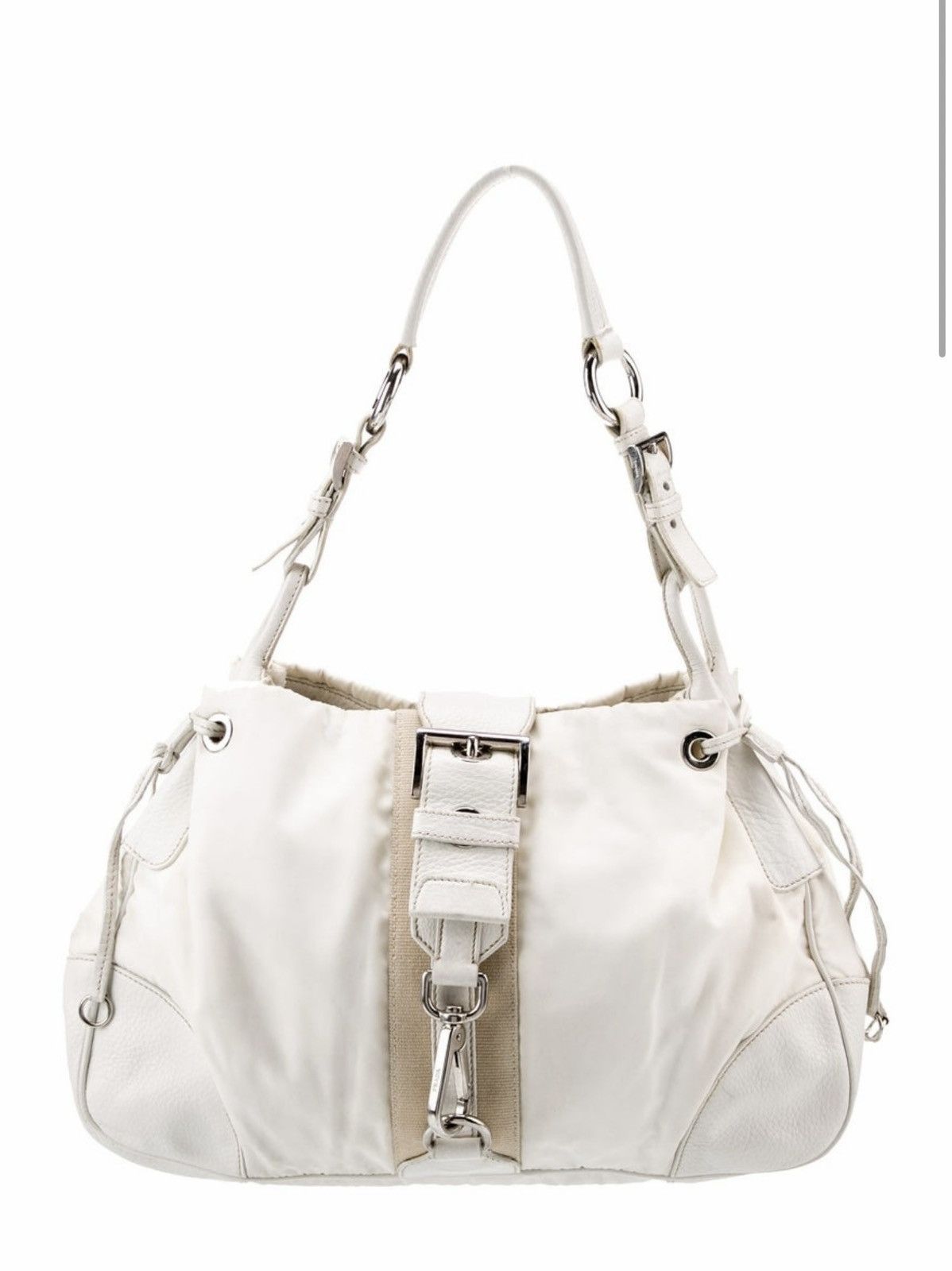 RARE Prada white nylon shoulder bag cream