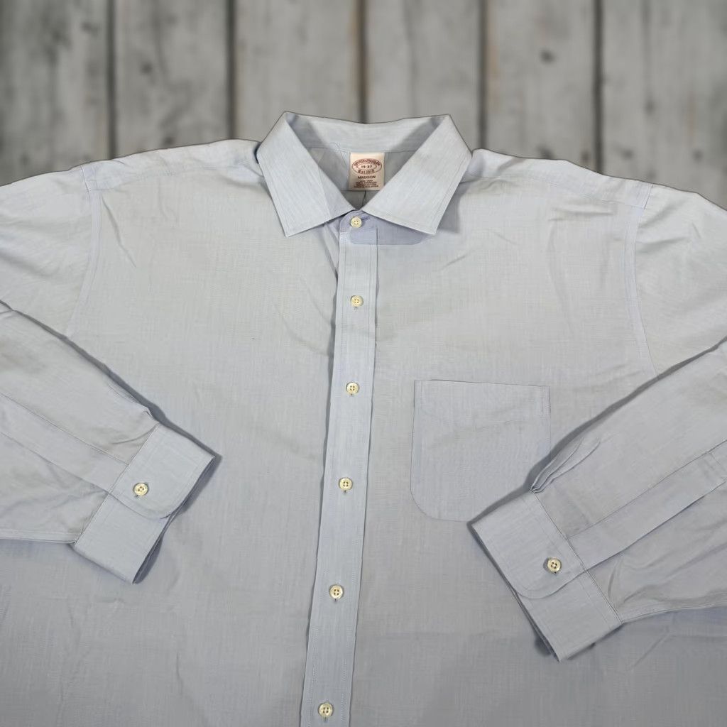Brooks Brothers VINTAGE Brooks Brothers Dress Shirt Men 2XL Long Sleeve Blue Cotton Non-Iron Business Formal Size 48R - 1 Thumbnail