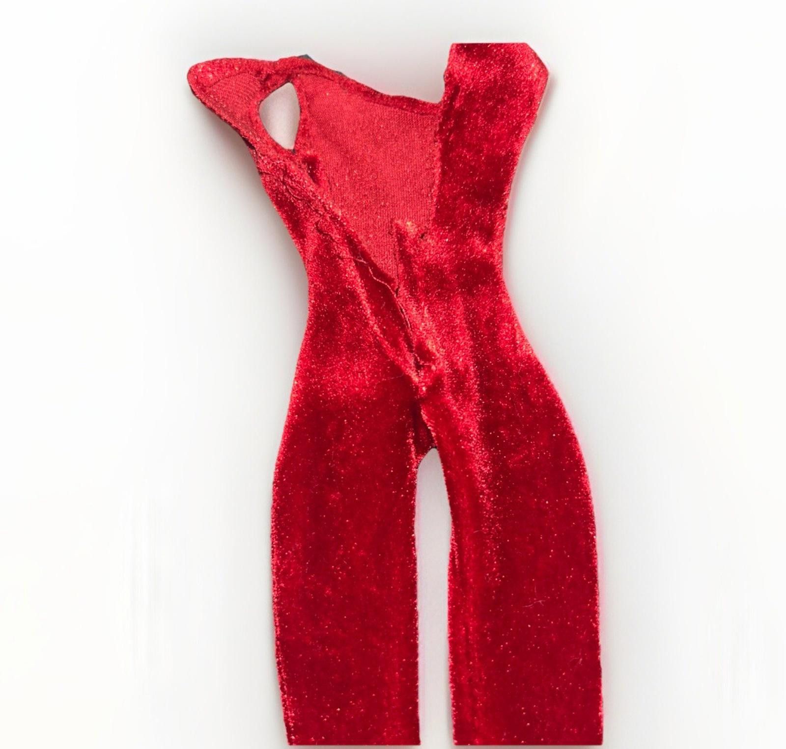Designer Barbie Vtg 1998 Velvet Burgundy Jumpsuit w/Attatched Socks Size ONE SIZE - 5 Thumbnail