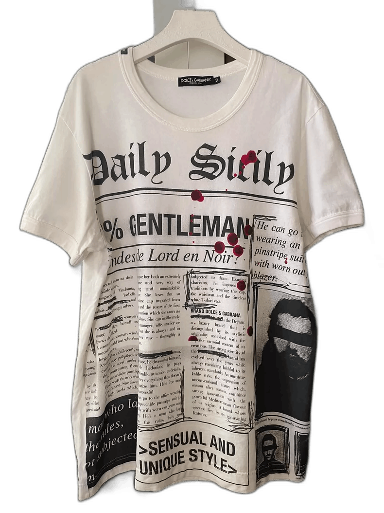 Dolce & Gabbana Dolce & Gabbana Newspaper Print Short Sleeve T-Shirt Size M / US 6-8 / IT 42-44 - 1 Thumbnail