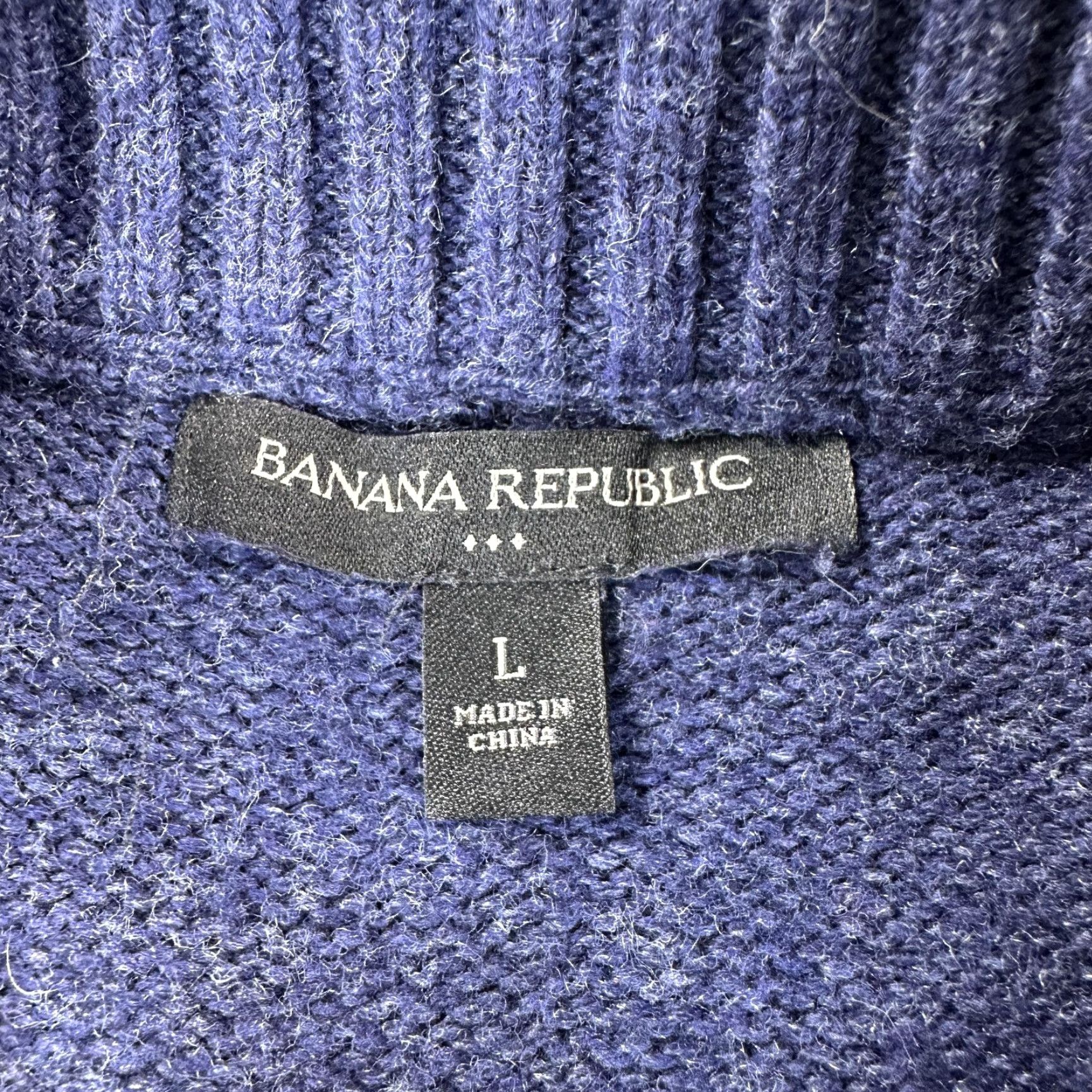 Banana Republic Banana Republic Sweater Mens Large Blue Henley Mock Neck Textured Knit Pullover Size US L / EU 52-54 / 3 - 4 Thumbnail