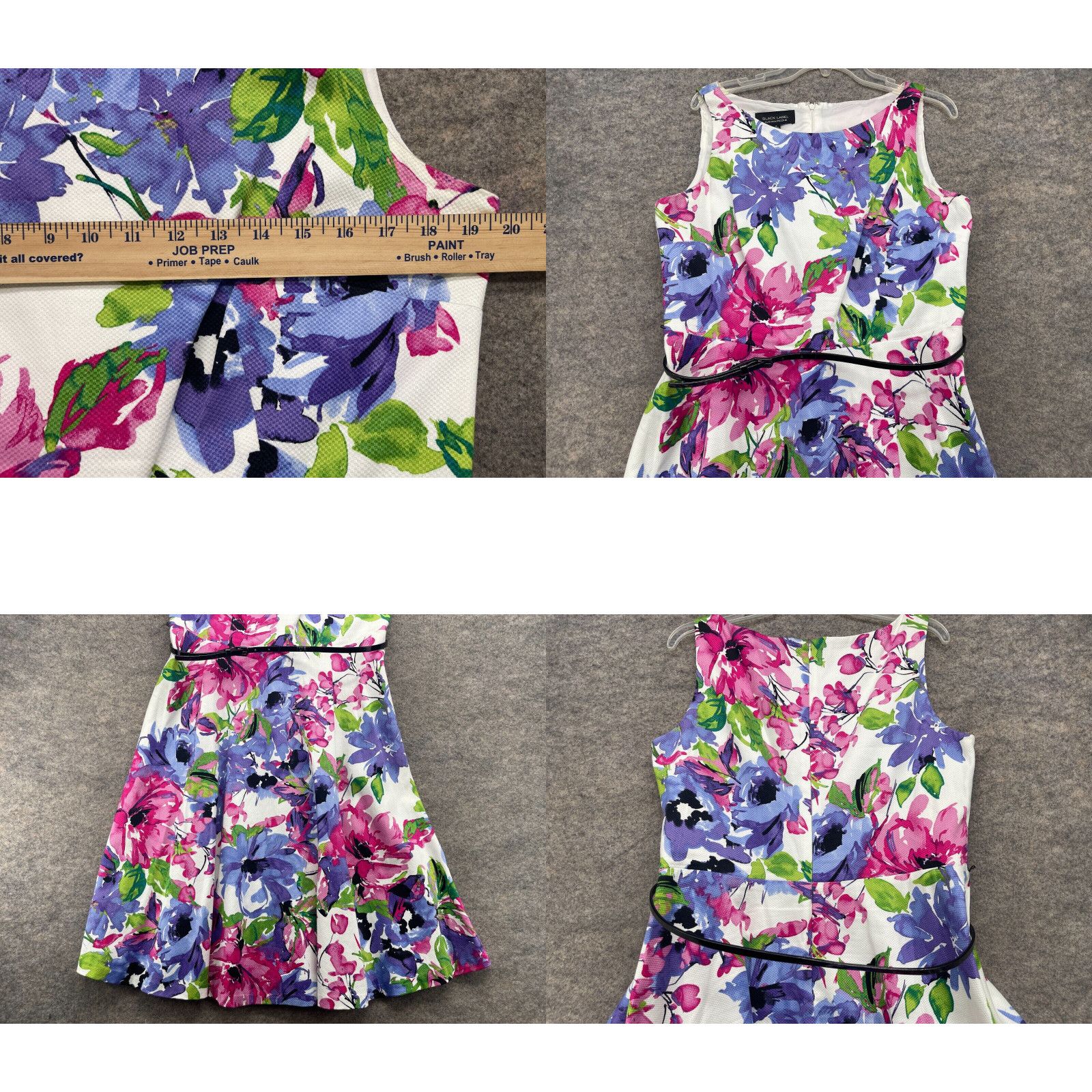 Evan Picone Evan Picone Black Label Dress Sz 14 Purple Pink Sleeveless  Aline Belted Colorful | Grailed
