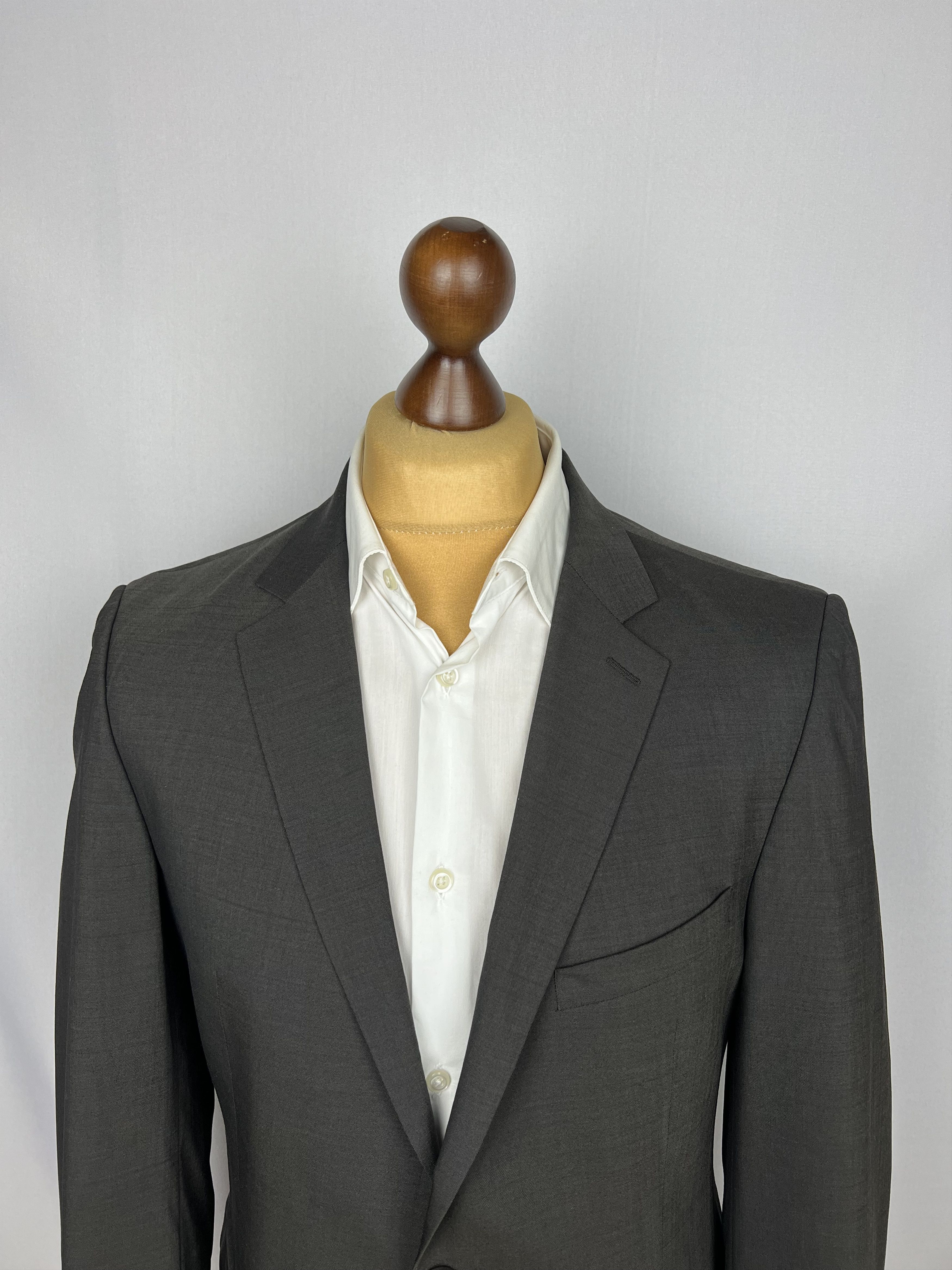 Strellson Solid Gray-Brown Wool Classic Slim-Fit 2 Piece Long Suit Size 40L - 6 Thumbnail