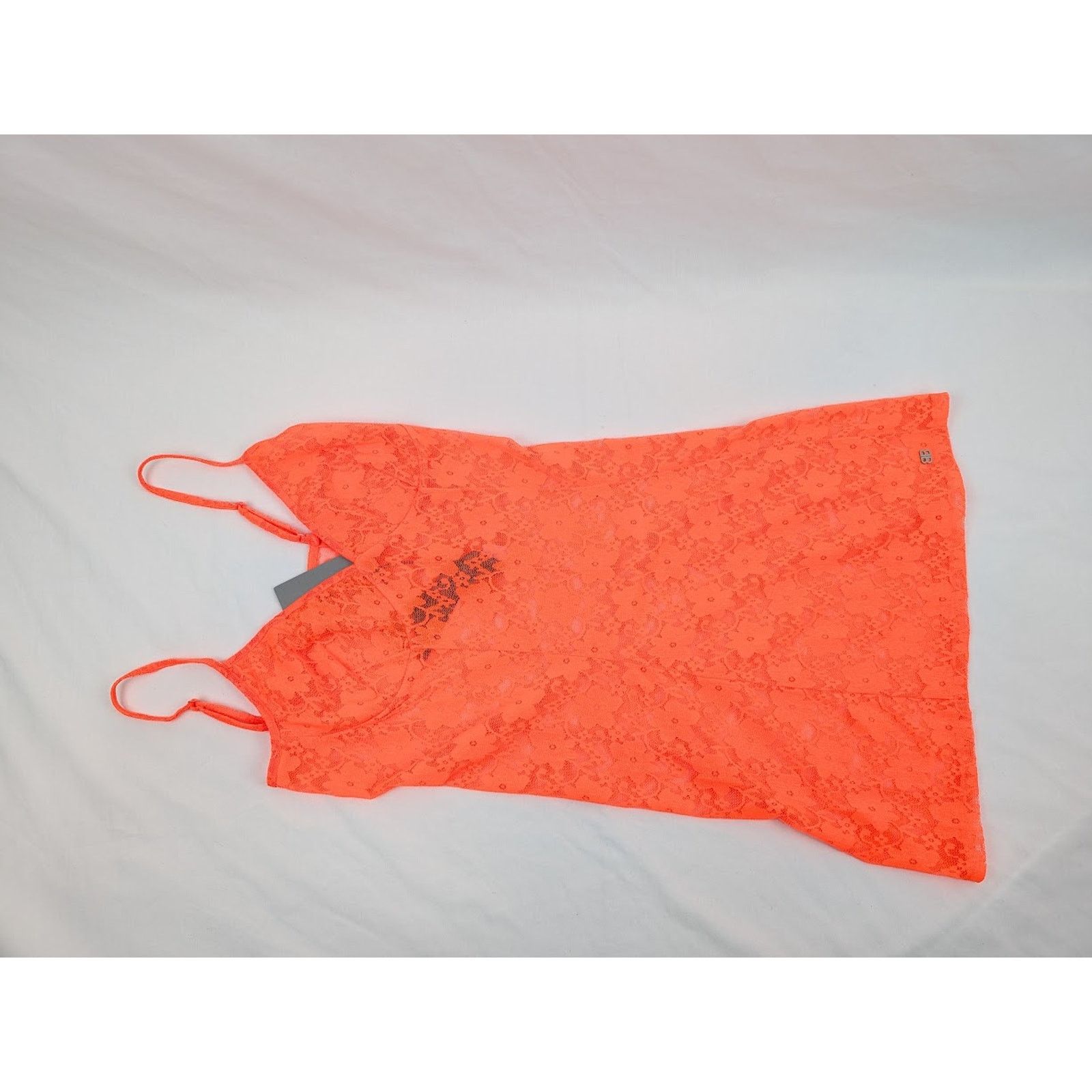 Balenciaga o1rshd1 Stretch Lace Short Dress in Fluo Orange Size L / US 10 / IT 46 - 2 Thumbnail