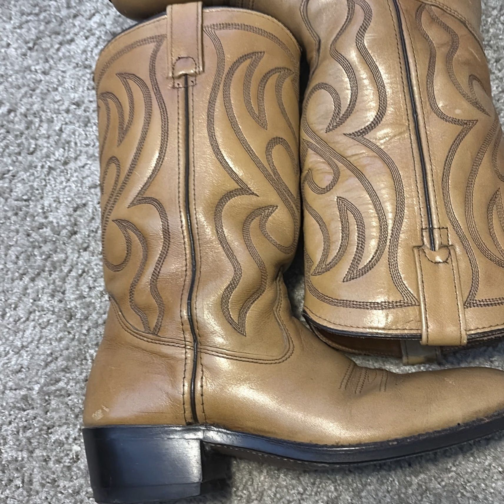 Vintage VINTAGE Iron Age Safety Toe Cowboy Boots Brown Tan Leather Western Boots Men 7 1/2 D Size US 7 / EU 40 - 5 Thumbnail