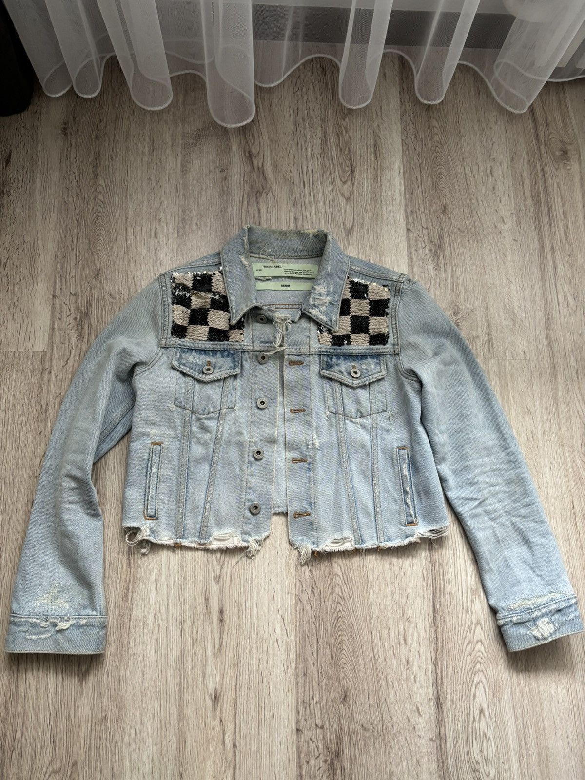 Off-White OFF-WHITE C/O VIRGIL ABLOH CHECKERED DENIM JACKET size 40 Size L / US 10 / IT 46 - 2 Thumbnail
