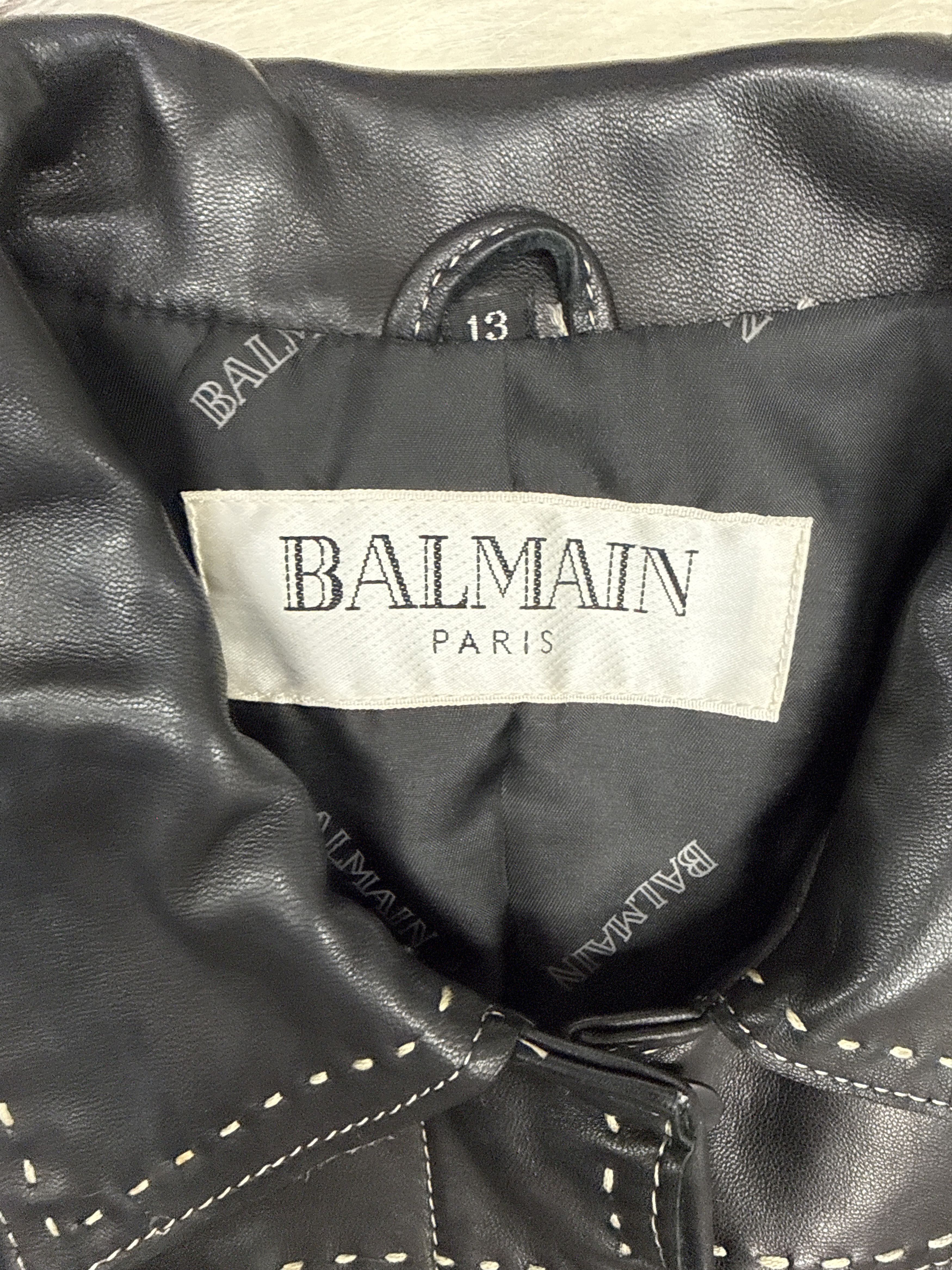 Balmain 90s Balmain White Stich lamb Leather Jacket Size US S / EU 44-46 / 1 - 5 Thumbnail