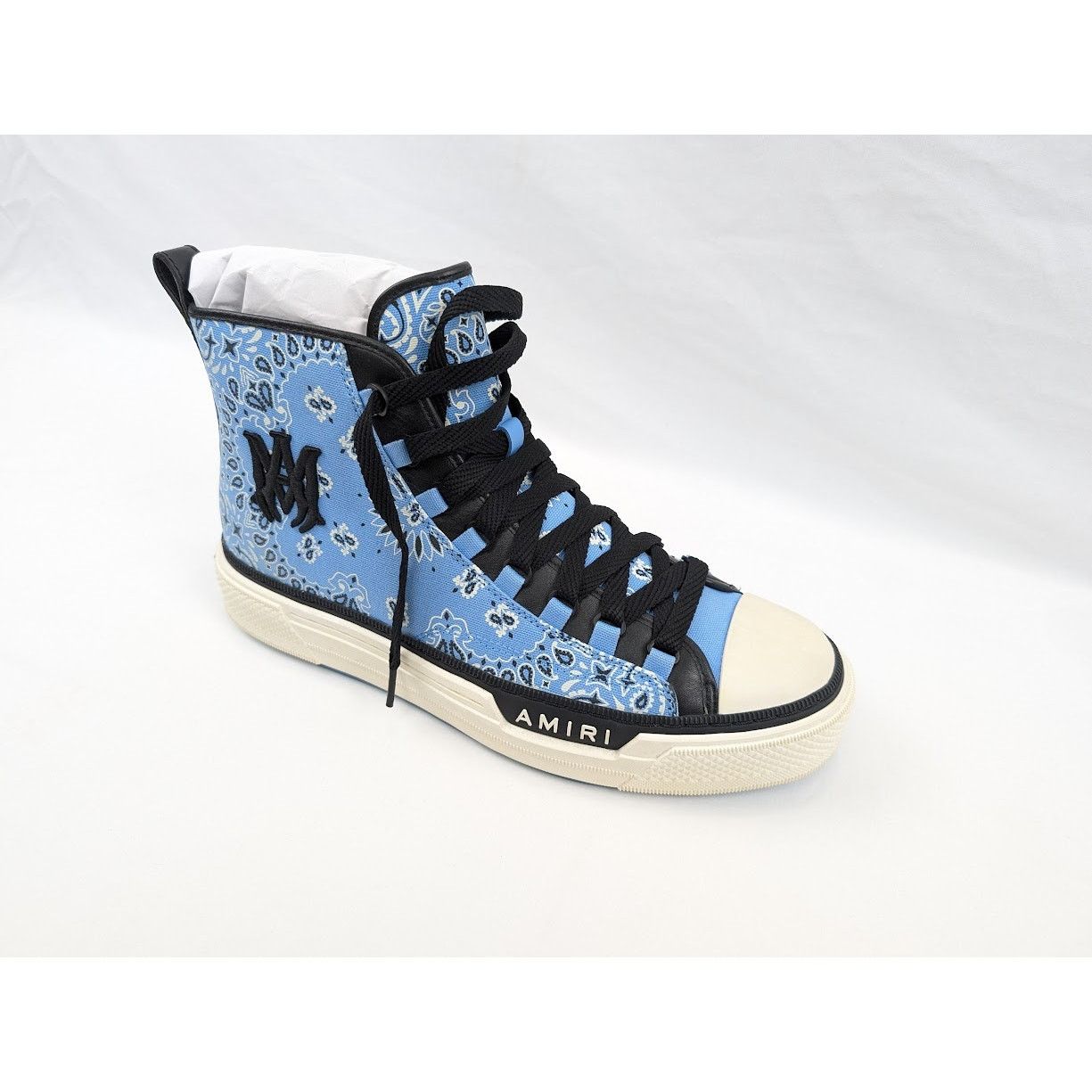 Amiri o1rshd1 Q:2 / Bandana Ma Court Hi-Top Sneakers Carolina Blue Size US 13 / EU 46 - 2 Thumbnail