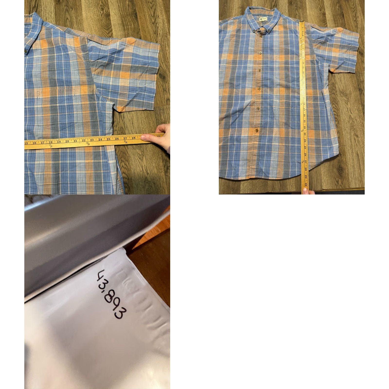 Haggar Haggar Shirts Men's XXL Blue Orange Short Sleeve Button Up Plaid Casual Shirt Size US XXL / EU 58 / 5 - 8 Thumbnail