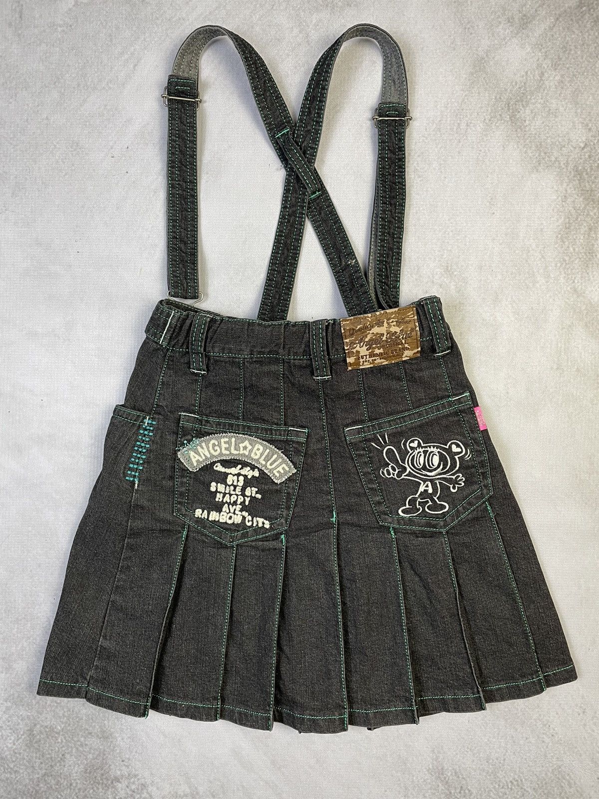 Angel Blue 2000s Angel Blue Suspender Pleated Denim Skirt Size 25" / US 0 / IT 36 - 1 Thumbnail