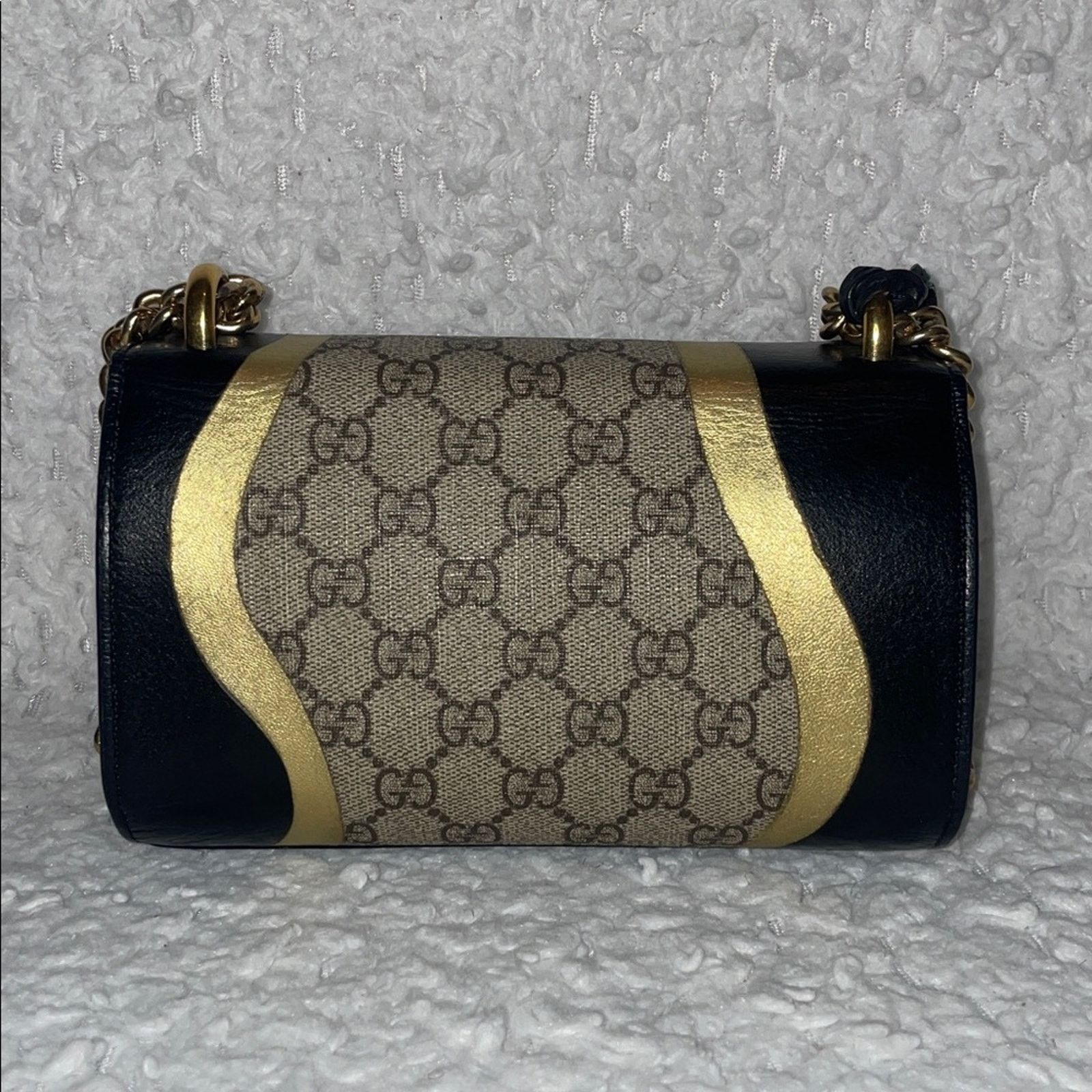 Gucci Gucci Padlock GG Supreme Chain Bag Black/Gold Size ONE SIZE - 10 Thumbnail