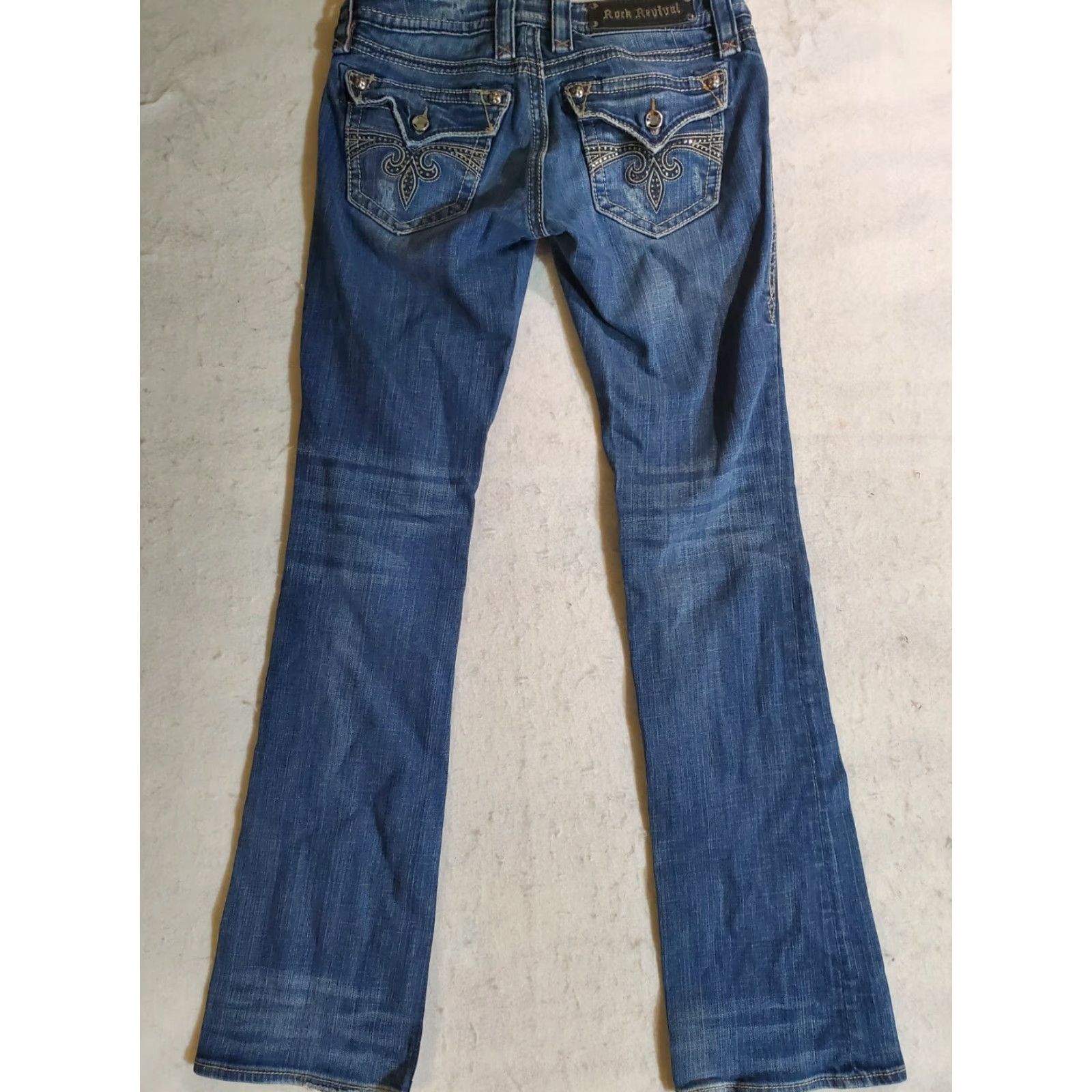 Vintage VINTAGE Rock Revival Jeans Sora Bootcut Embroidered Rhinestone Denim Women's Size 26x33 Blue Cotton Denim Jeans Ladies Regular 26 in inseam 33 in Size 26" / US 2 / IT 38 - 6 Thumbnail
