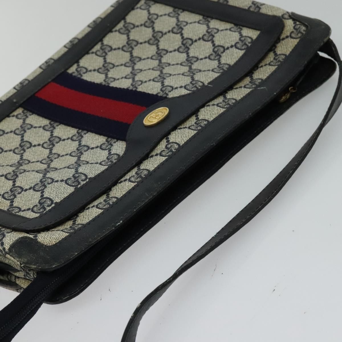 Gucci GUCCI GG Supreme Sherry Line Shoulder Bag Pvc Navy Gold Red Size ONE SIZE - 6 Thumbnail