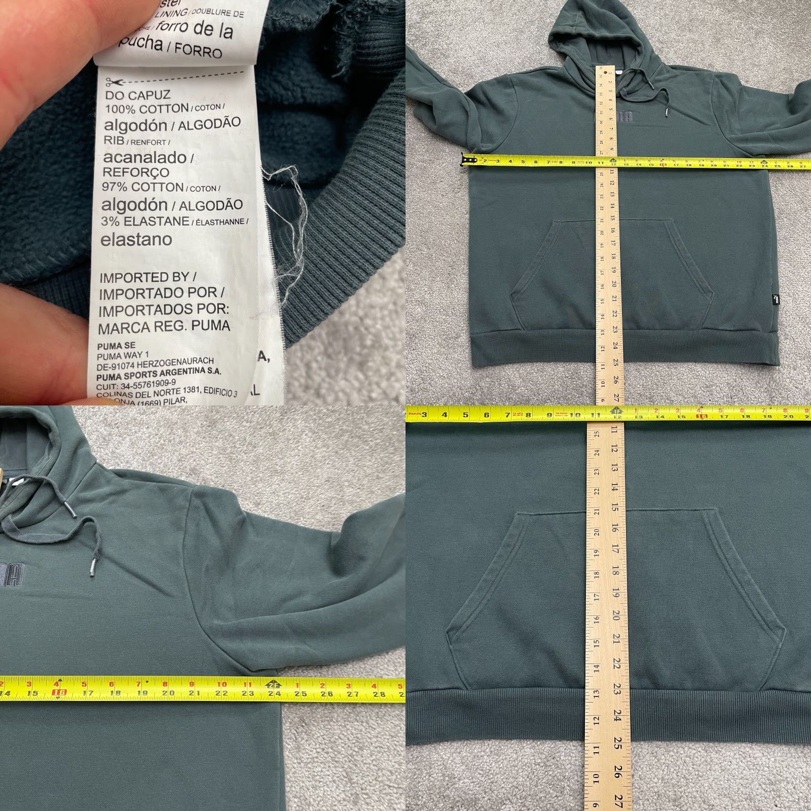 Puma Puma Hoodie Pullover Sweatshirt Mens L Green Cotton Fleece Casual Active Hooded Size US L / EU 52-54 / 3 - 8 Thumbnail