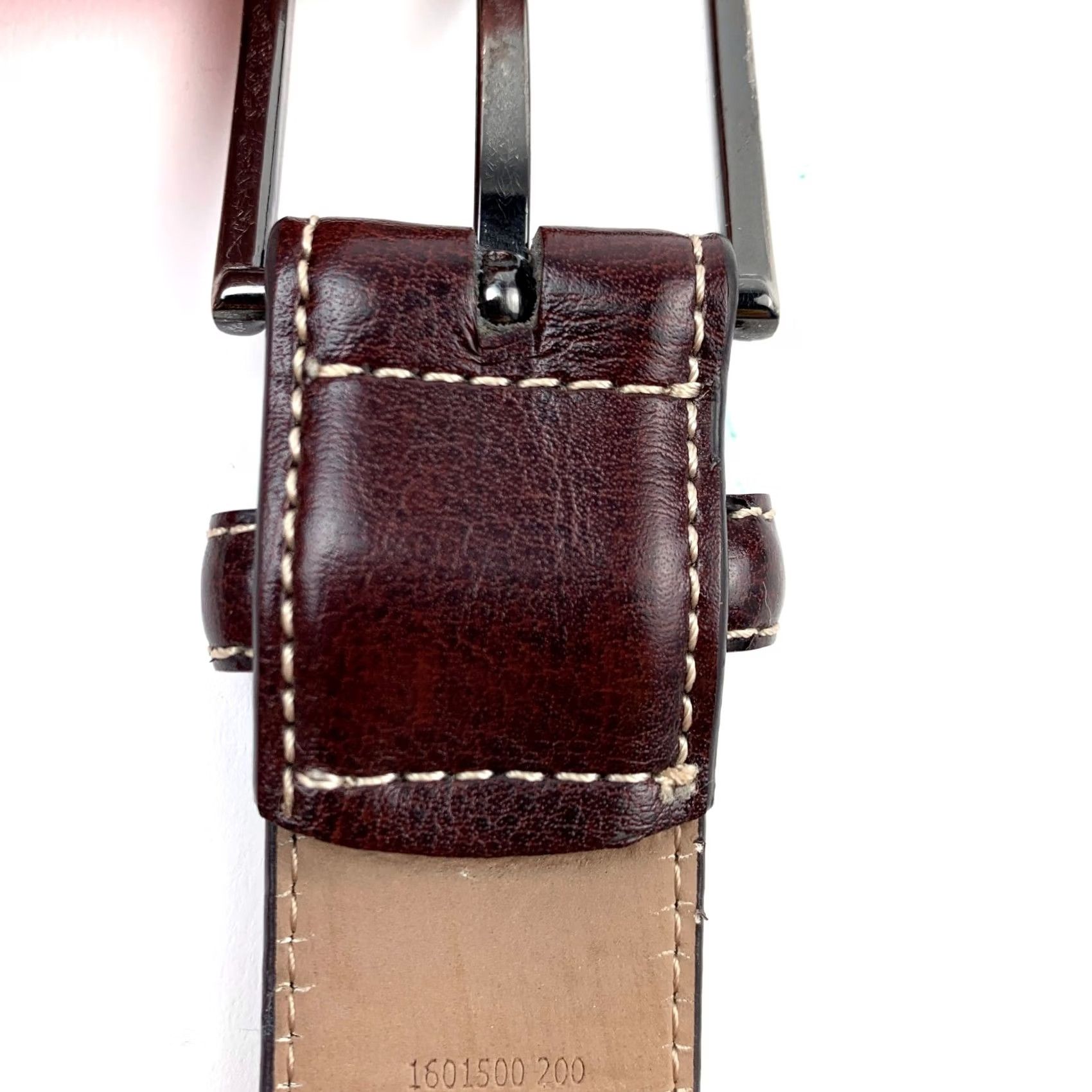 Vintage VINTAGE 90s Leather Belt Brown White Topstitching Size 38 Men Size ONE SIZE - 5 Thumbnail