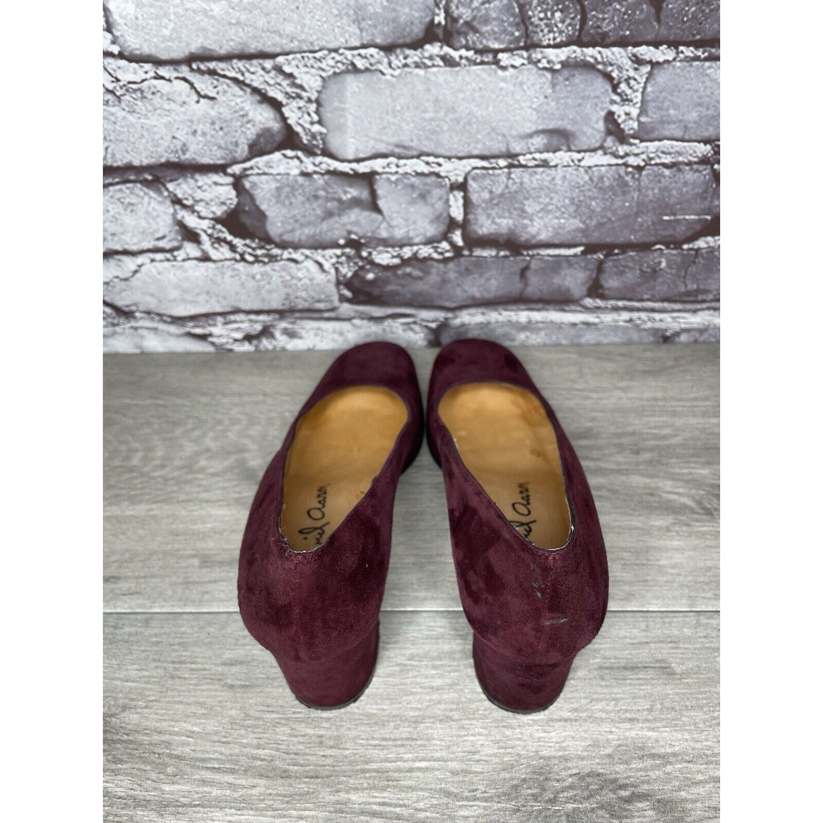 Other David Aaron Burgundy Maroon Suede Leather Round High Heels W Size US 6.5 / IT 36.5 - 5 Thumbnail