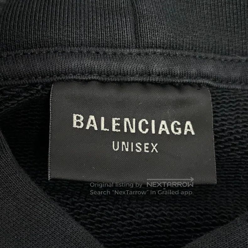 Balenciaga Balenciaga Black Logo Print Aged Cotton Hooded Long Sleeve Size US M / EU 48-50 / 2 - 6 Thumbnail