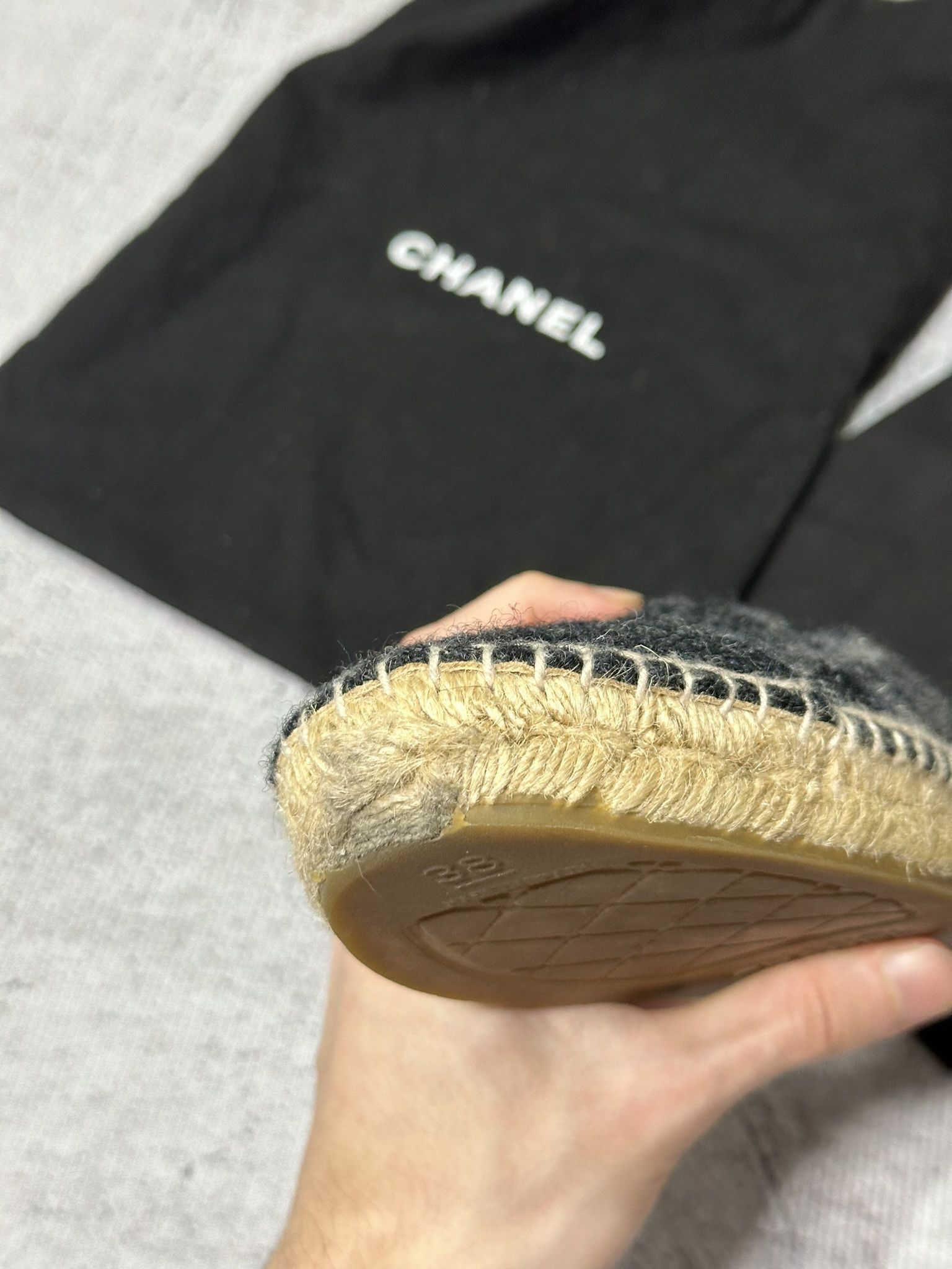 Chanel Chanel Espadrilles Flannel CC Logo Gray Wedge Shoes Size US 7 / IT 37 - 14 Thumbnail