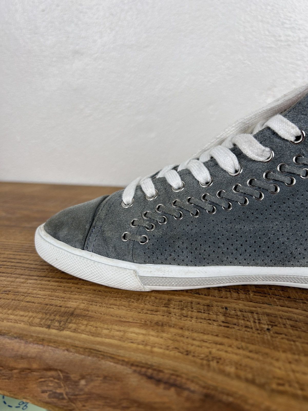 Prada Prada Sport Grey Suede Leather Eyelet Detail High Top 39 Size US 9 / IT 39 - 13 Thumbnail