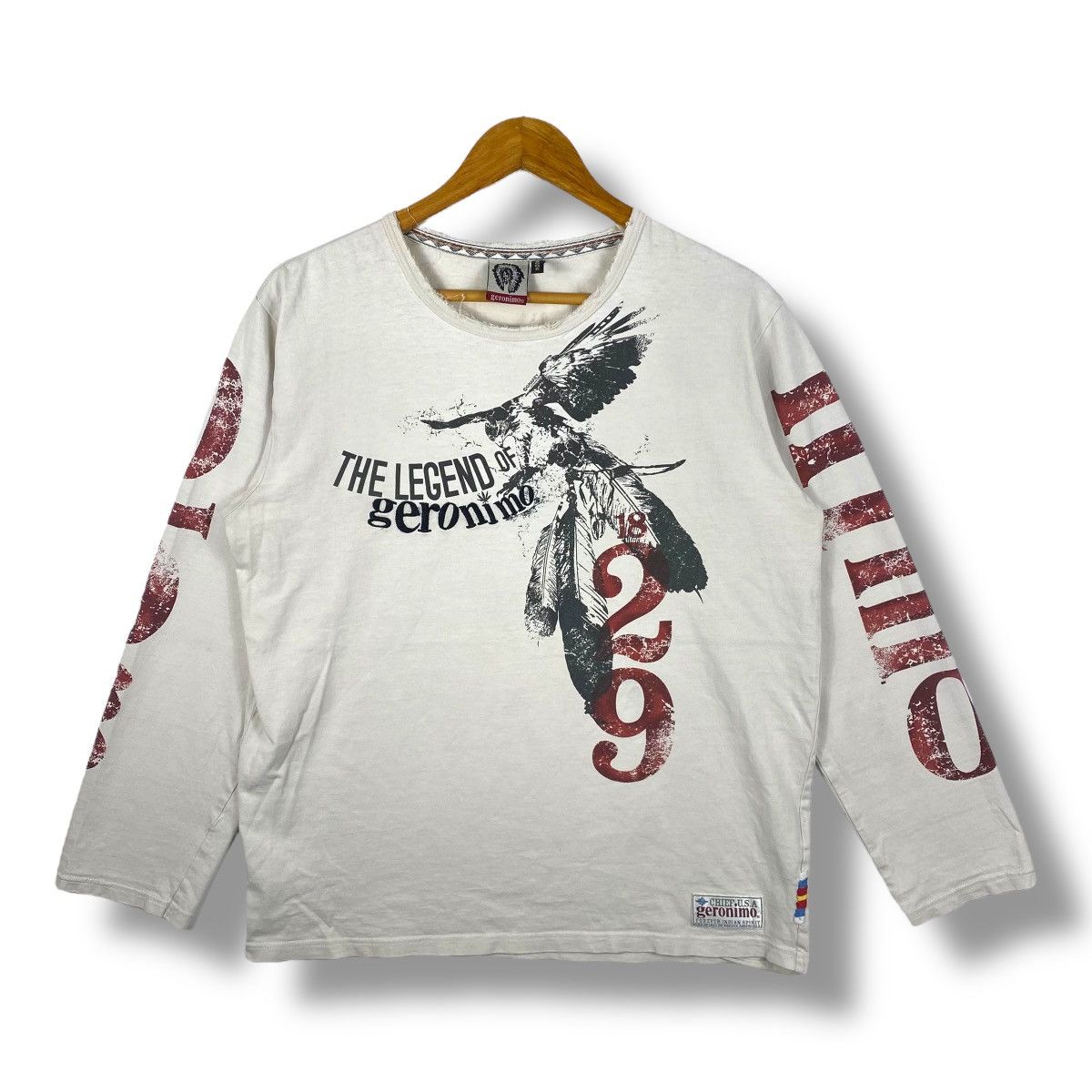 Japanese Brand The Legend Of GERONIMO Graphic Distressed Longsleeve Tee Size US XL / EU 56 / 4 - 1 Thumbnail
