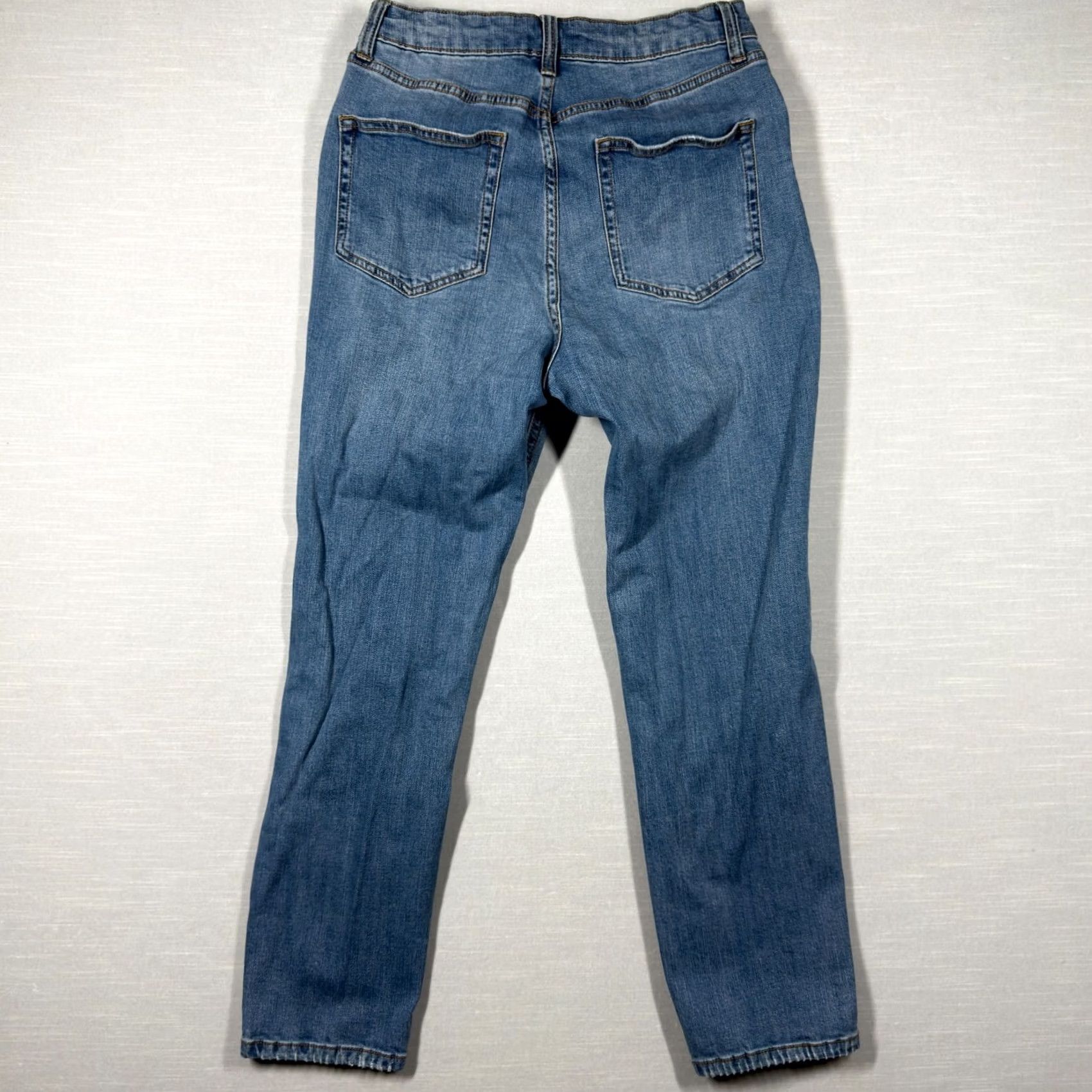 Vintage Wild Fable Jeans Womens 6 Blue Straight Leg Medium Washed Distressed Ripped Mom Jeans 90s Grunge Womens Size 28" / US 6 / IT 42 - 2 Thumbnail
