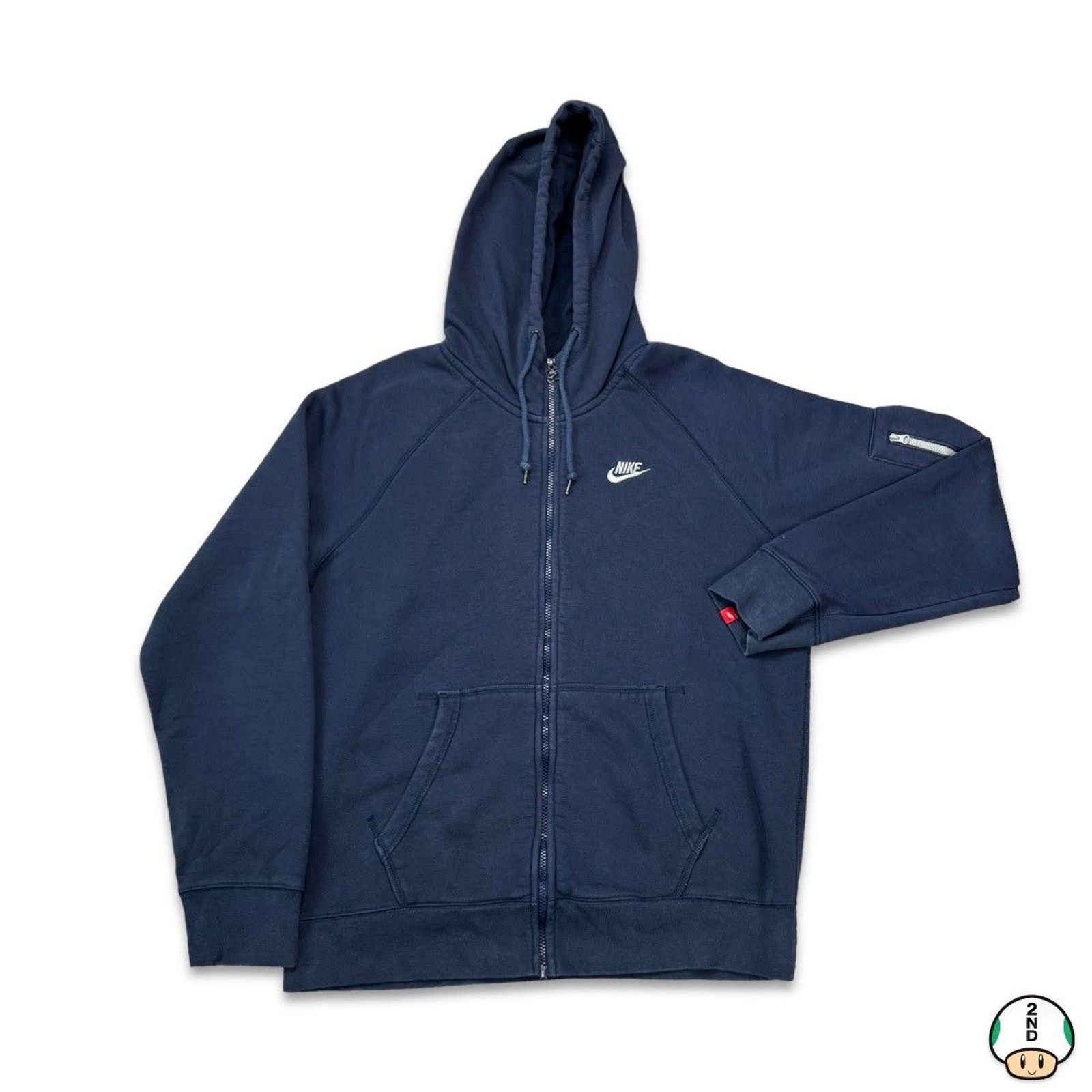 トップス 00s archive nike zip up hoodie y2k teck Nike Brown 00s Zip Up Hoodie Vintage Blue Logo S Size Mens y2k