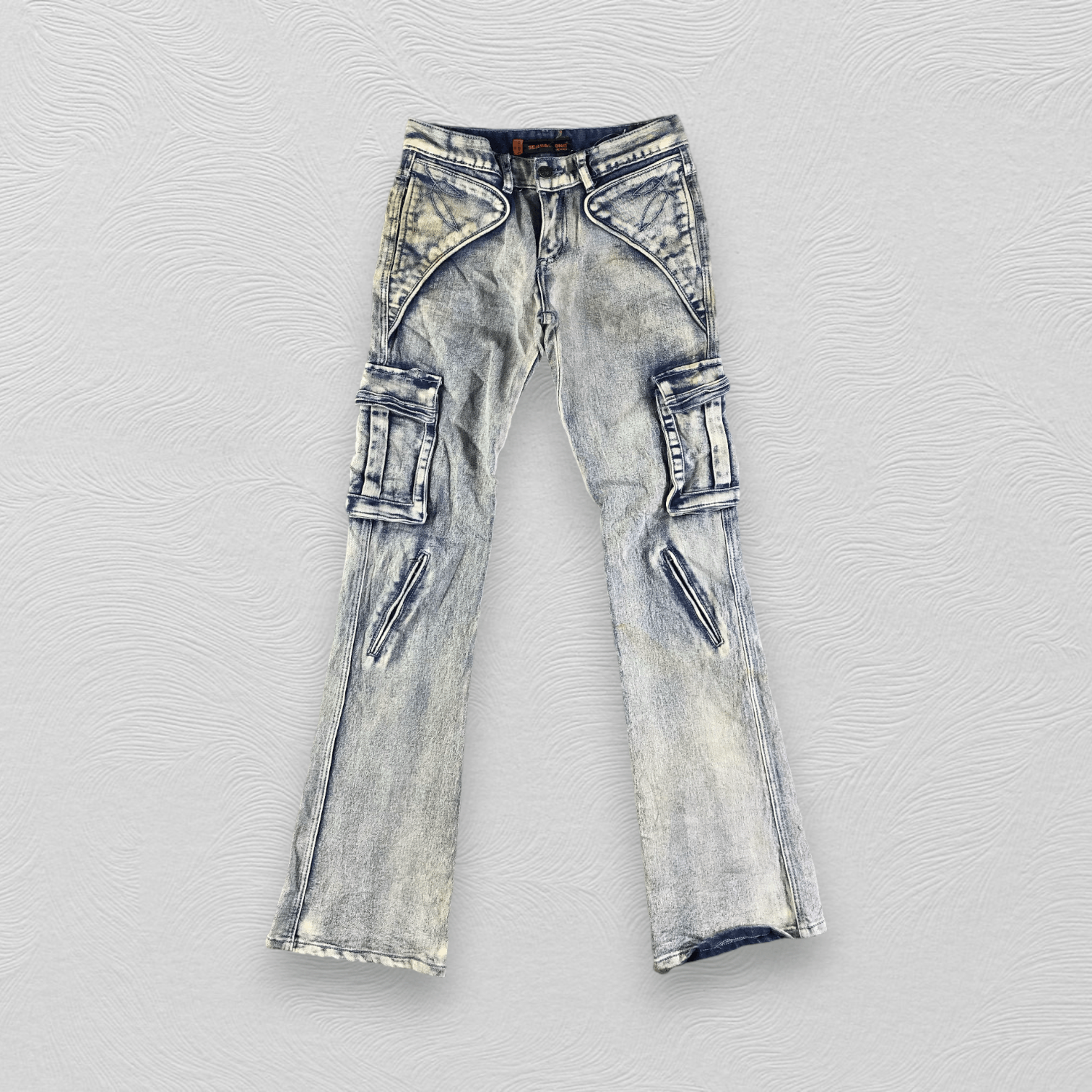Japanese Brand Vintage Japanese Cargo Jeans Dirty Wash Denim KJ3058 Size US 27 - 1 Thumbnail