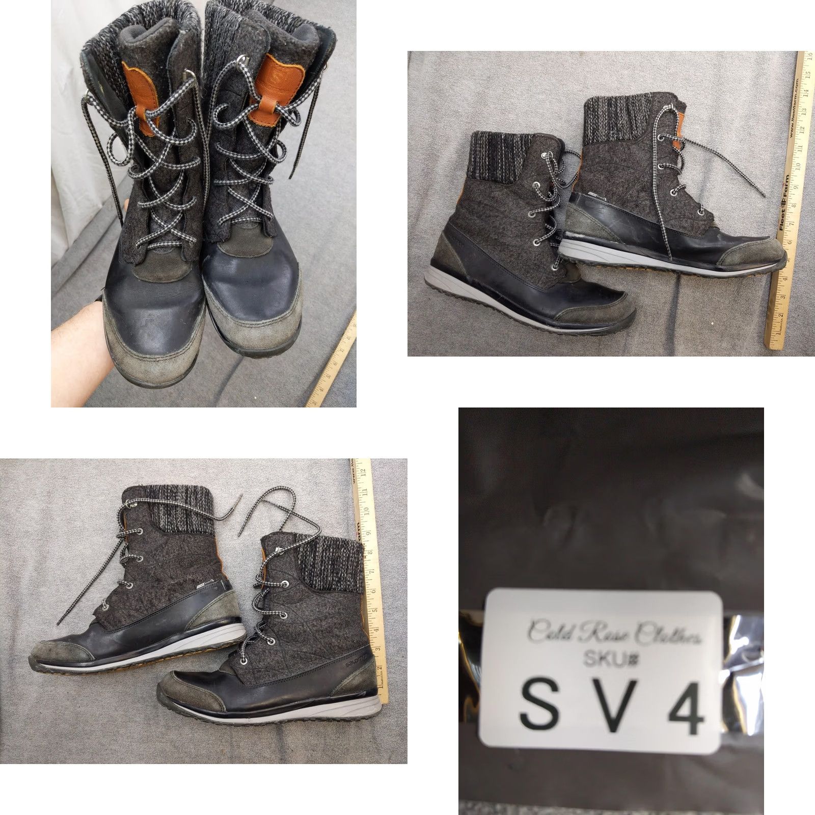 Salomon Salomon Womens Snow Boots Size 9.5 42 Gray Leather Mid-Calf Knit Lace Up Winter Boots Womens US 9.5 Size US 10 / IT 40 - 9 Thumbnail