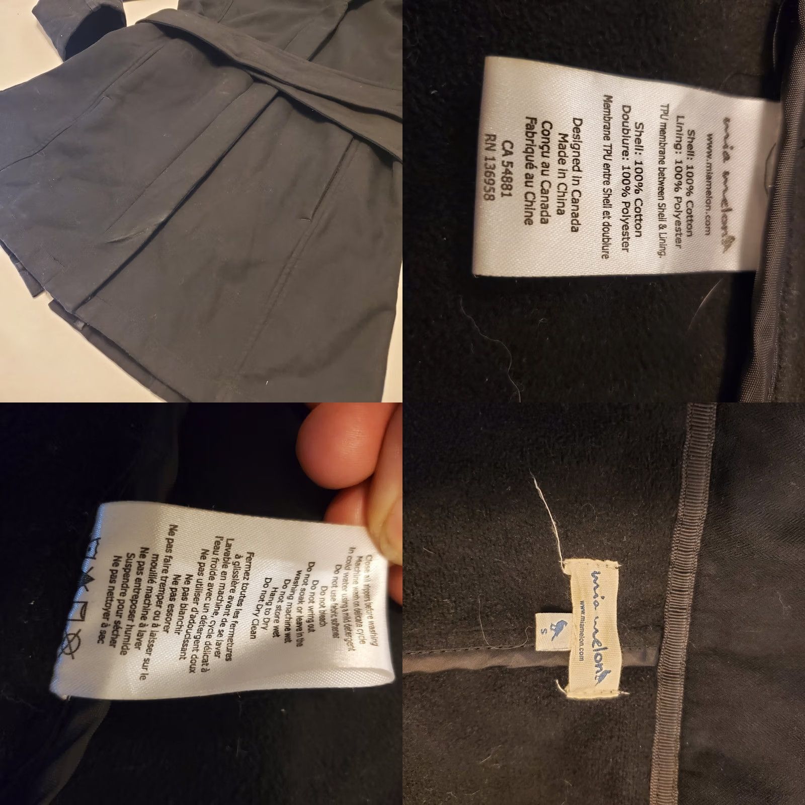 Anthropologie Anthropologie Mia Melons Everglades Hooded Rain Jacket Black Solid Mid-Length Zip Belt Long Sleeve Women S Black Size S / US 4 / IT 40 - 10 Thumbnail