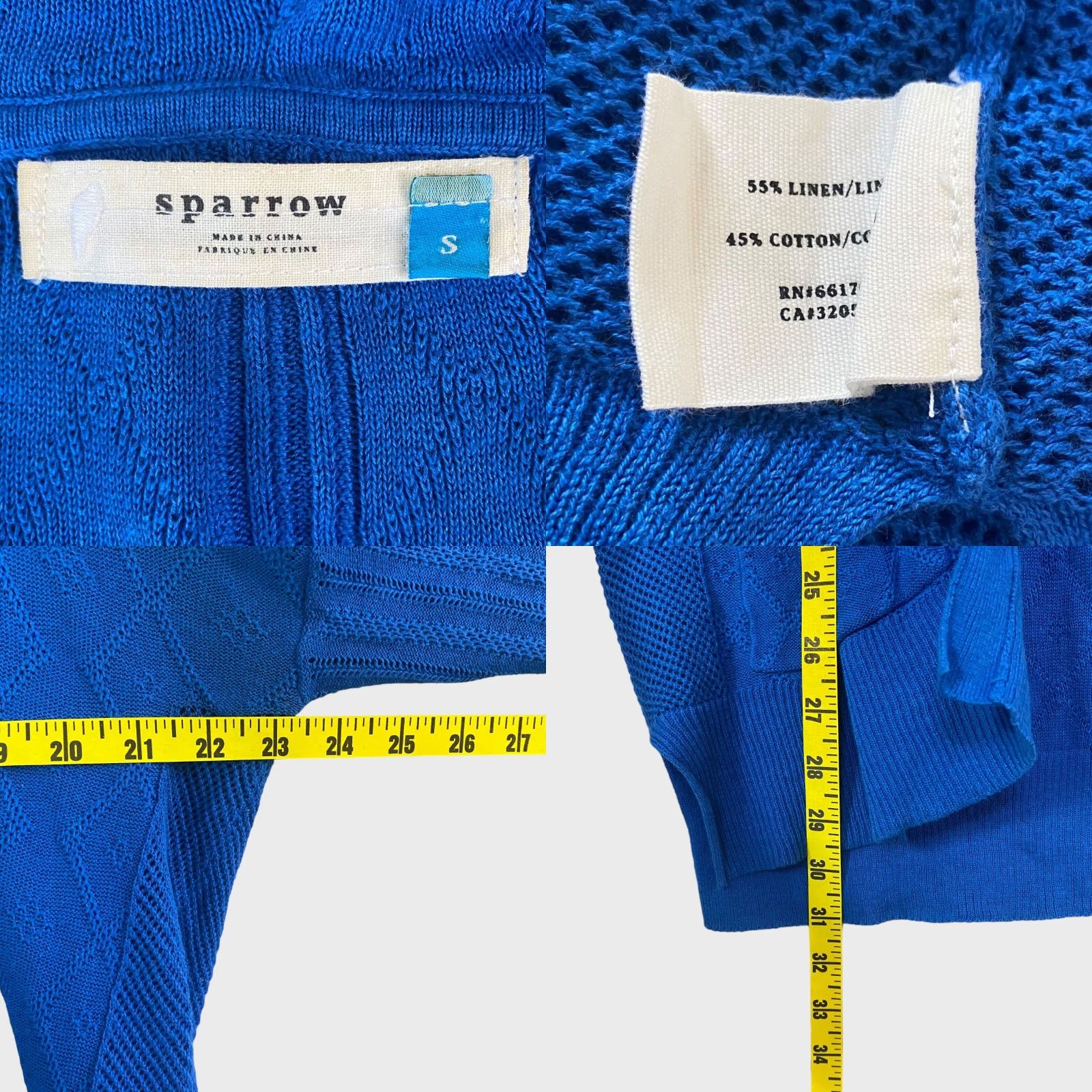 Arrow Sparrow Cardigan Sweater Open Front Drape Linen Blue Women Small Size S / US 4 / IT 40 - 8 Thumbnail
