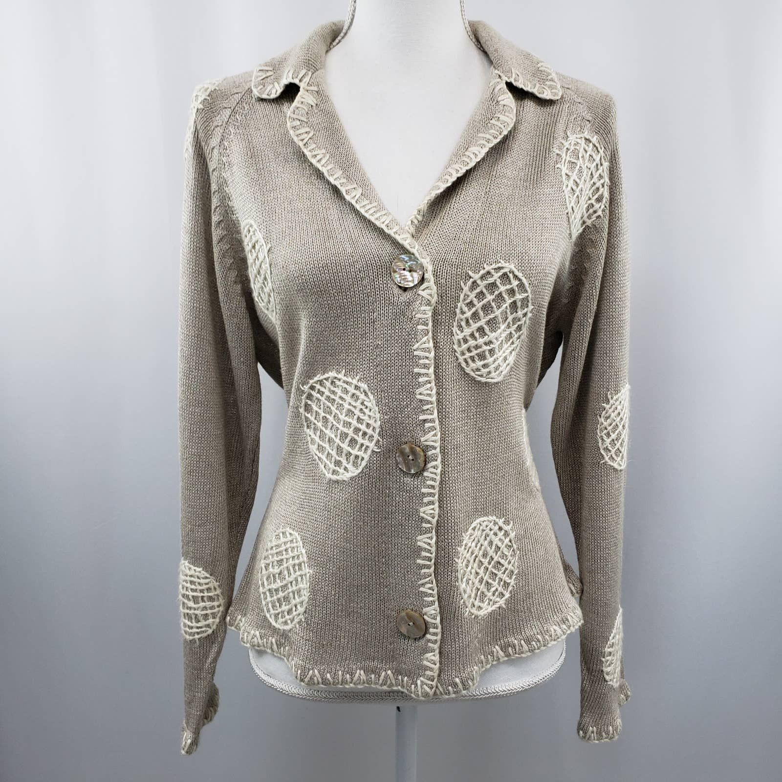Michael Simon Vintage 1990s Sweater Cardigan Linen Rayon