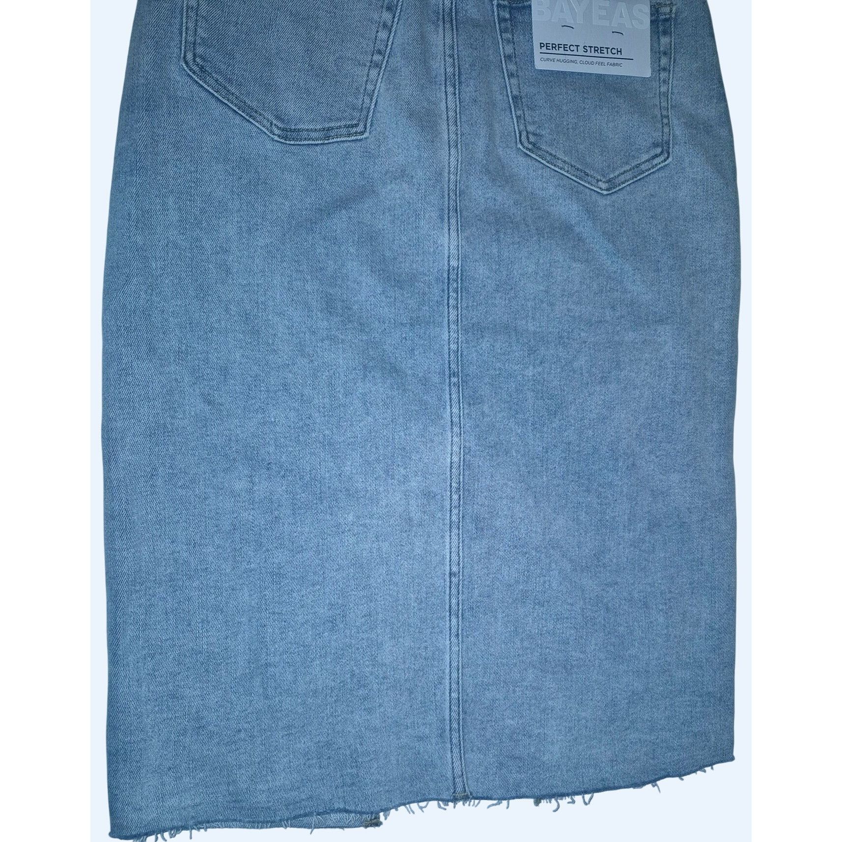 Other Bayeas Womens 6 Light Wash Denim Skirt Perfect Stretch Fraye Size 28" / US 6 / IT 42 - 5 Thumbnail