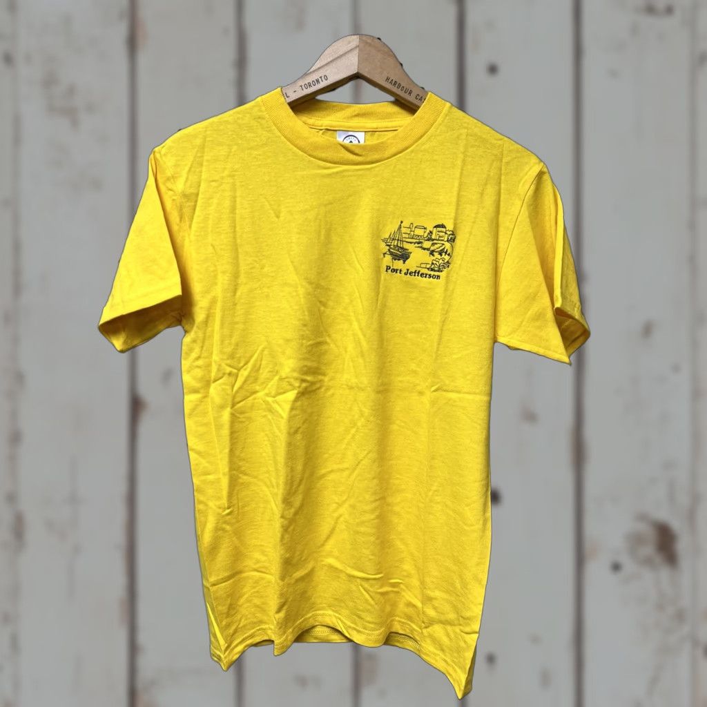 Delta VINTAGE Delta T-Shirt Port Jefferson New York Yellow Short Sleeve Embroidered Small S Mens Crew Neck Cotton Size US S / EU 44-46 / 1 - 1 Thumbnail