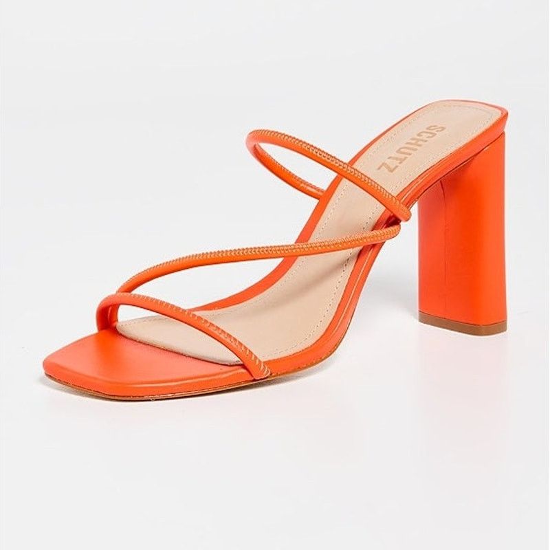 SCHUTZ Schutz Chessie Mid Leather Mid Heel Sandals Orange Size 8 Size US 8 / IT 38 - 1 Thumbnail