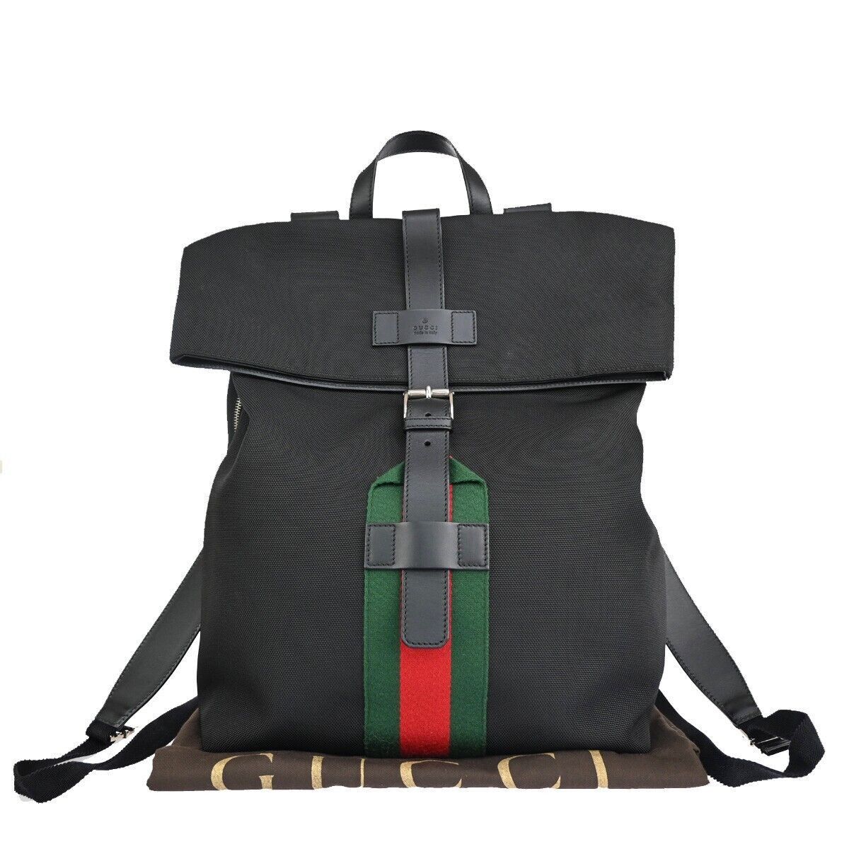 Gucci Sherry Black Canvas Backpack Bag (Pre-Owned) Size ONE SIZE - 1 Thumbnail