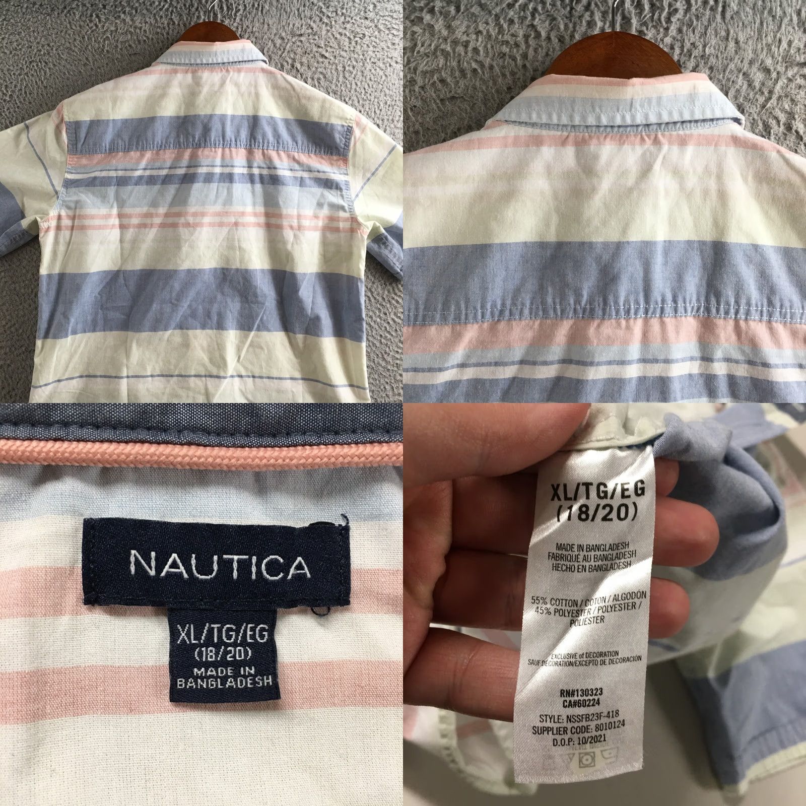 Nautica Nautica Button Up Shirt Mens XL Multi Striped Cotton Blend Short Sleeve Casual Mens XL Button-Up Shirt Size US XL / EU 56 / 4 - 8 Thumbnail
