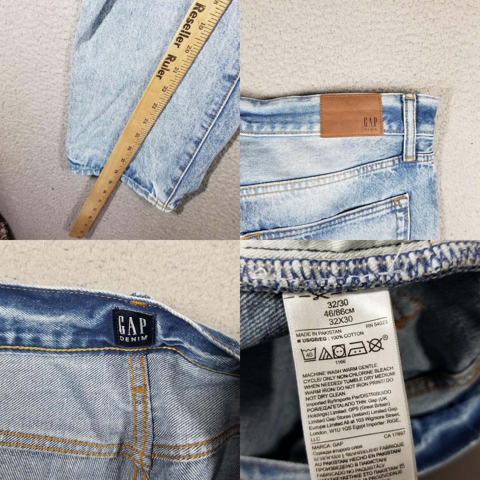 Gap Gap Easy Taper RGD Denim Jeans Mens 32x30 Blue Medium Stone Tapered Button Fly Size US 32 / EU 48 - 8 Thumbnail