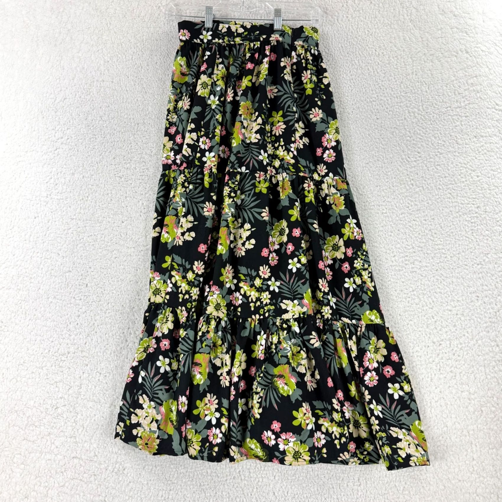 Vintage Walter Baker Lucy Midi Skirt Womens Size 4 Black Floral Bungalow Bloom Tiered Size 27" / US 4 / IT 40 - 5 Thumbnail