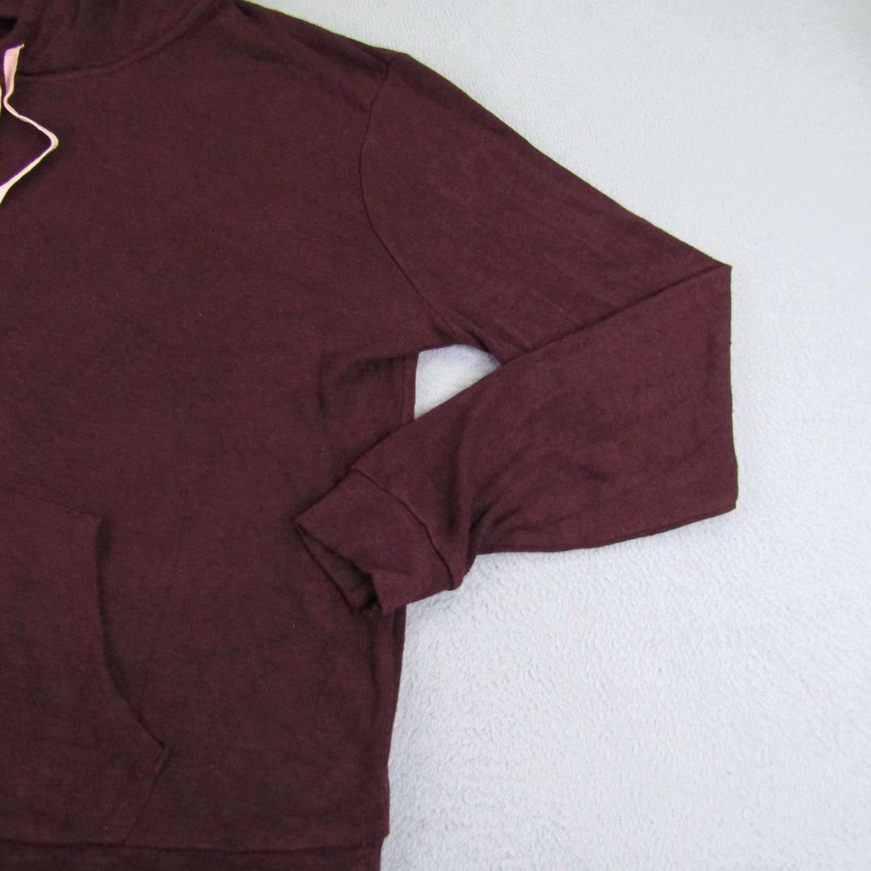 Brandy Melville Brandy Melville John Galt Hoodie Sweater Womens One Size Red Burgundy Knit Pullover Hooded Knit Italy Jumper Casual Regular Size ONE SIZE - 2 Thumbnail