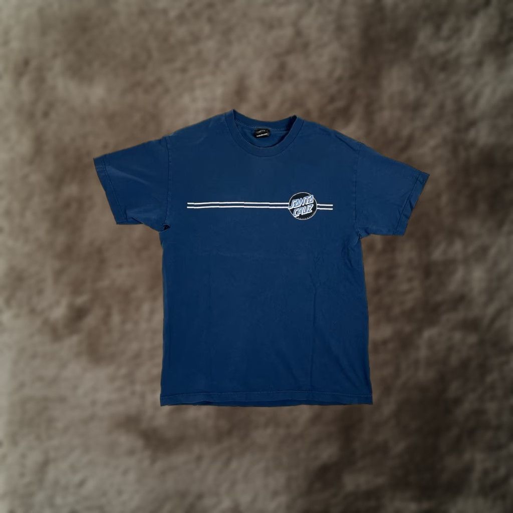 Vintage VINTAGE Santa Cruz T-Shirt Regular Men L Blue Distress 90s Beach OG Logo Short Sleeve Crew Neck Double-Sided Size US L / EU 52-54 / 3 - 1 Thumbnail
