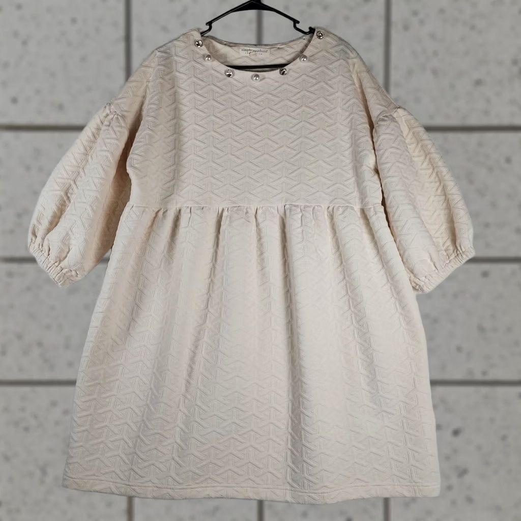 Vintage Simply Southern Blouse Tunic Women’s Large Ivory Quilted Balloon Sleeve Pullover Round Neck Casual Top Size L / US 10 / IT 46 - 1 Thumbnail