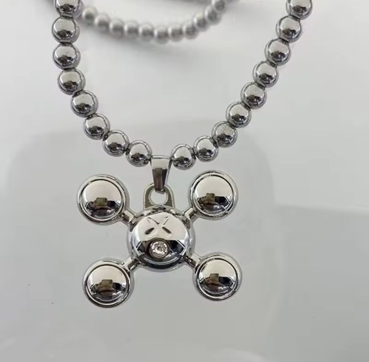 Jewelry Round Bead Chain Quadangle Ball Pendant Size ONE SIZE - 4 Thumbnail