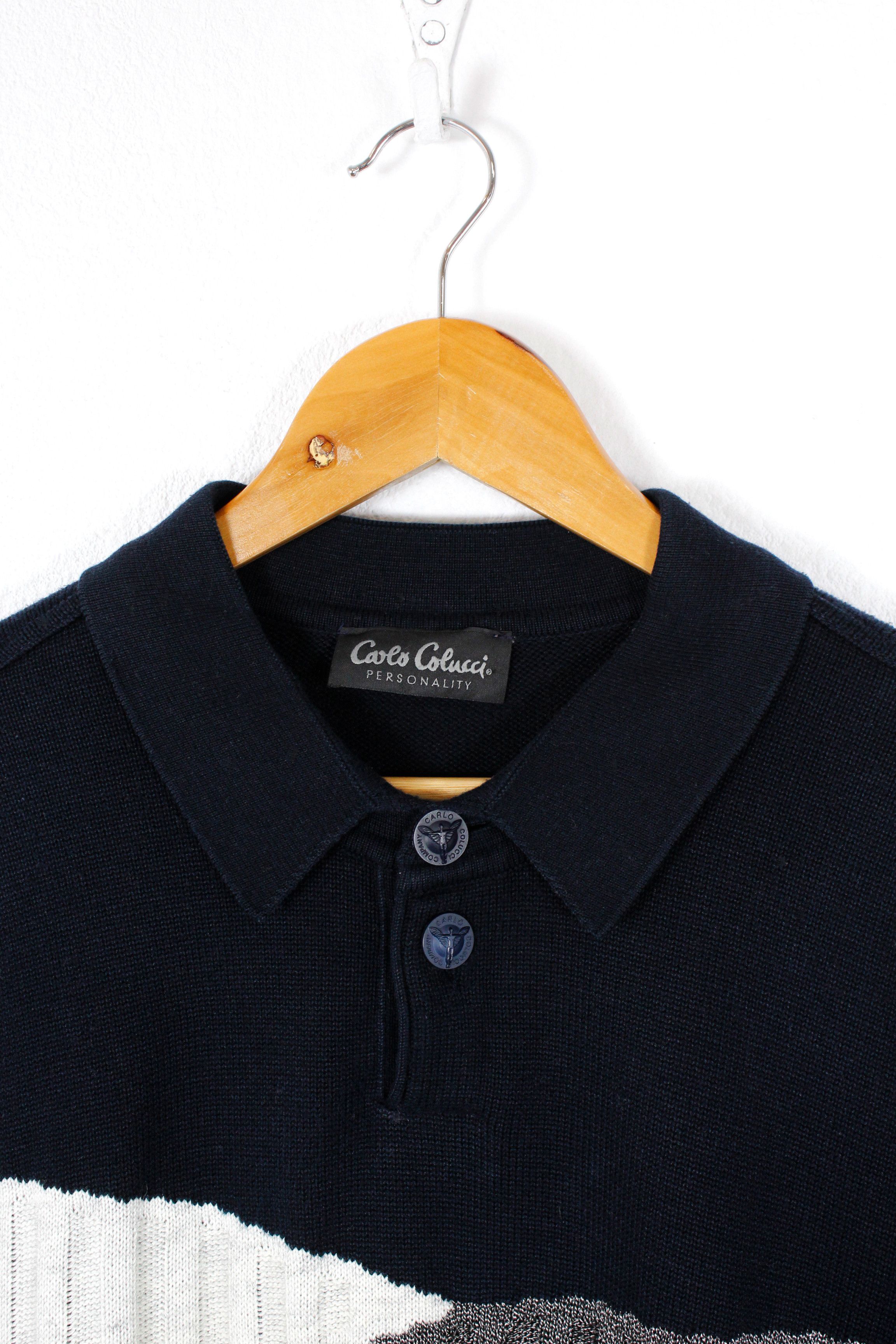 Carlo Colucci × Coogi × Vintage Vintage Carlo Colucci Knit Wool Sweater Polo Jumper Size US M / EU 48-50 / 2 - 2 Thumbnail