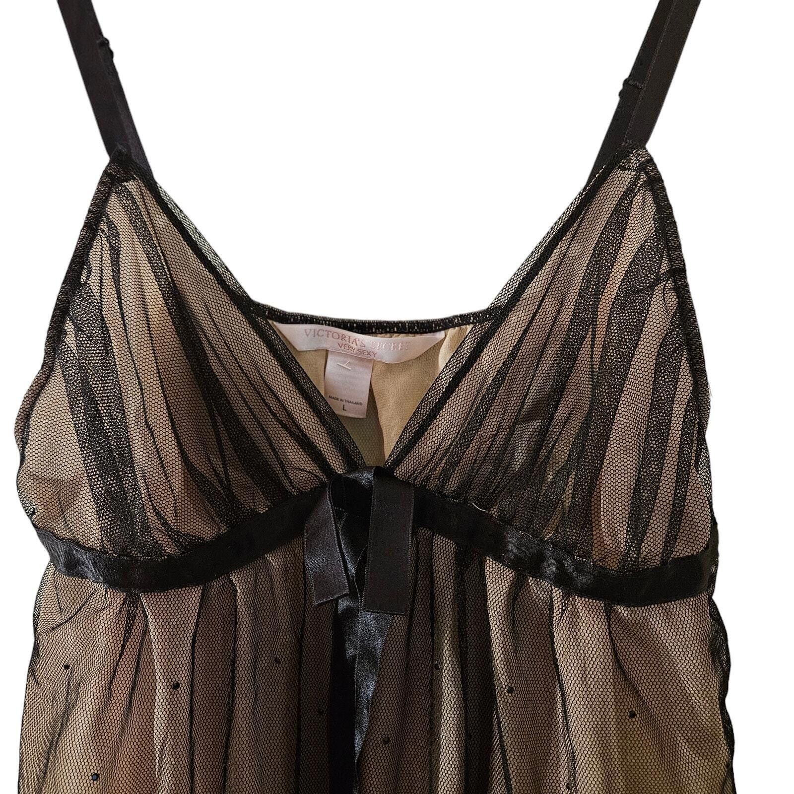 Designer Victoria's Secret Lingerie Black Babydoll SZ L Size ONE SIZE - 3 Thumbnail